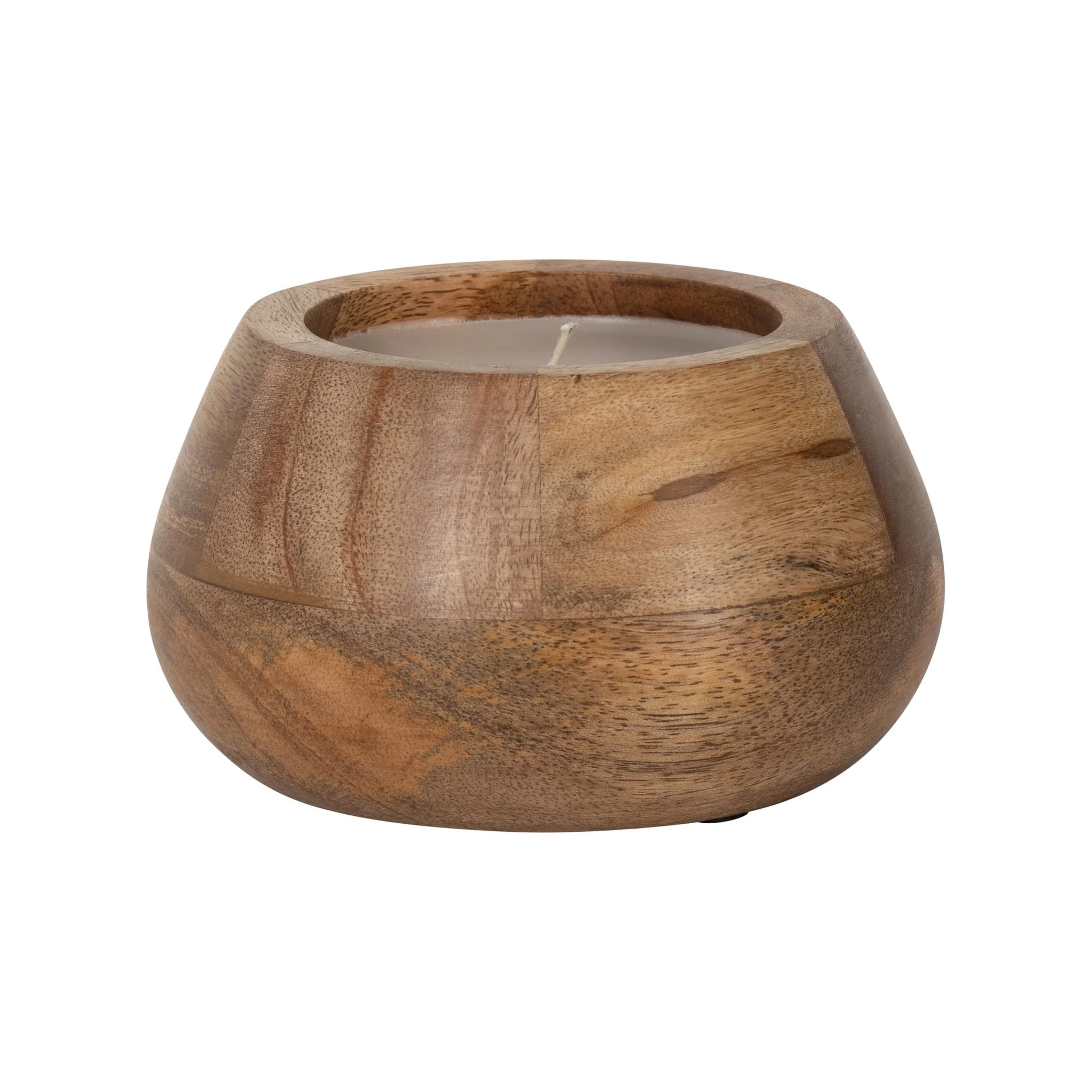 6" 10 Oz Vanilla Modern Wood Bowl Candle, Natural - Image 2