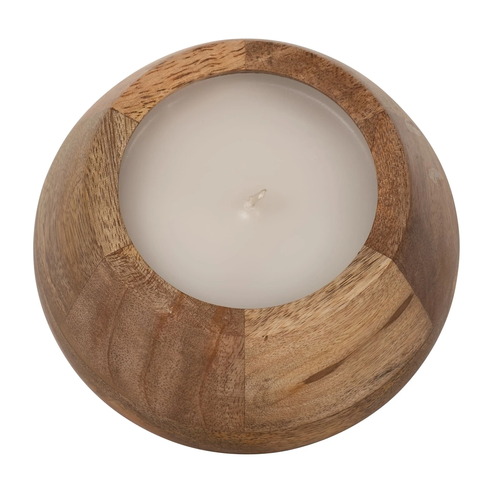 6" 10 Oz Vanilla Modern Wood Bowl Candle, Natural - Image 4