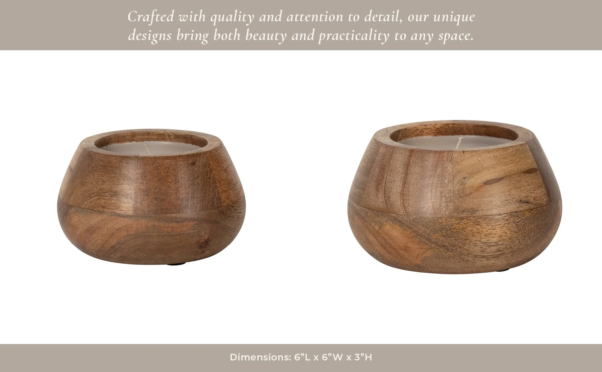 6" 10 Oz Vanilla Modern Wood Bowl Candle, Natural - Image 9