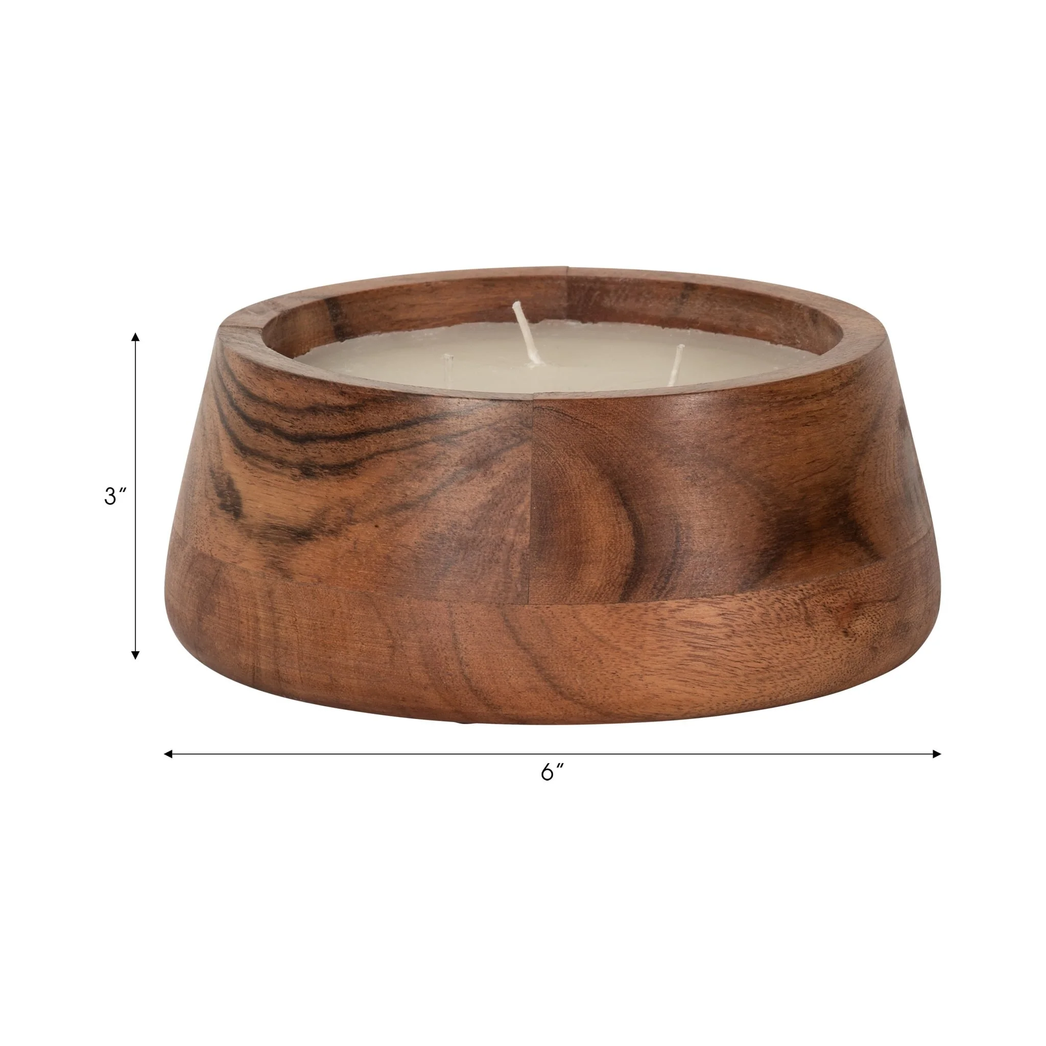 6" 11 Oz Vanilla Wood Bowl Candle, Natural - Image 6