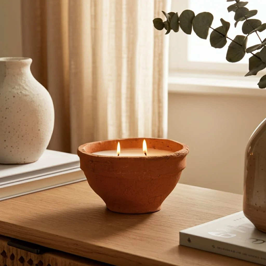 6" 14 Oz Santal & Spruce Bowl Candle, Terracotta - Image 10