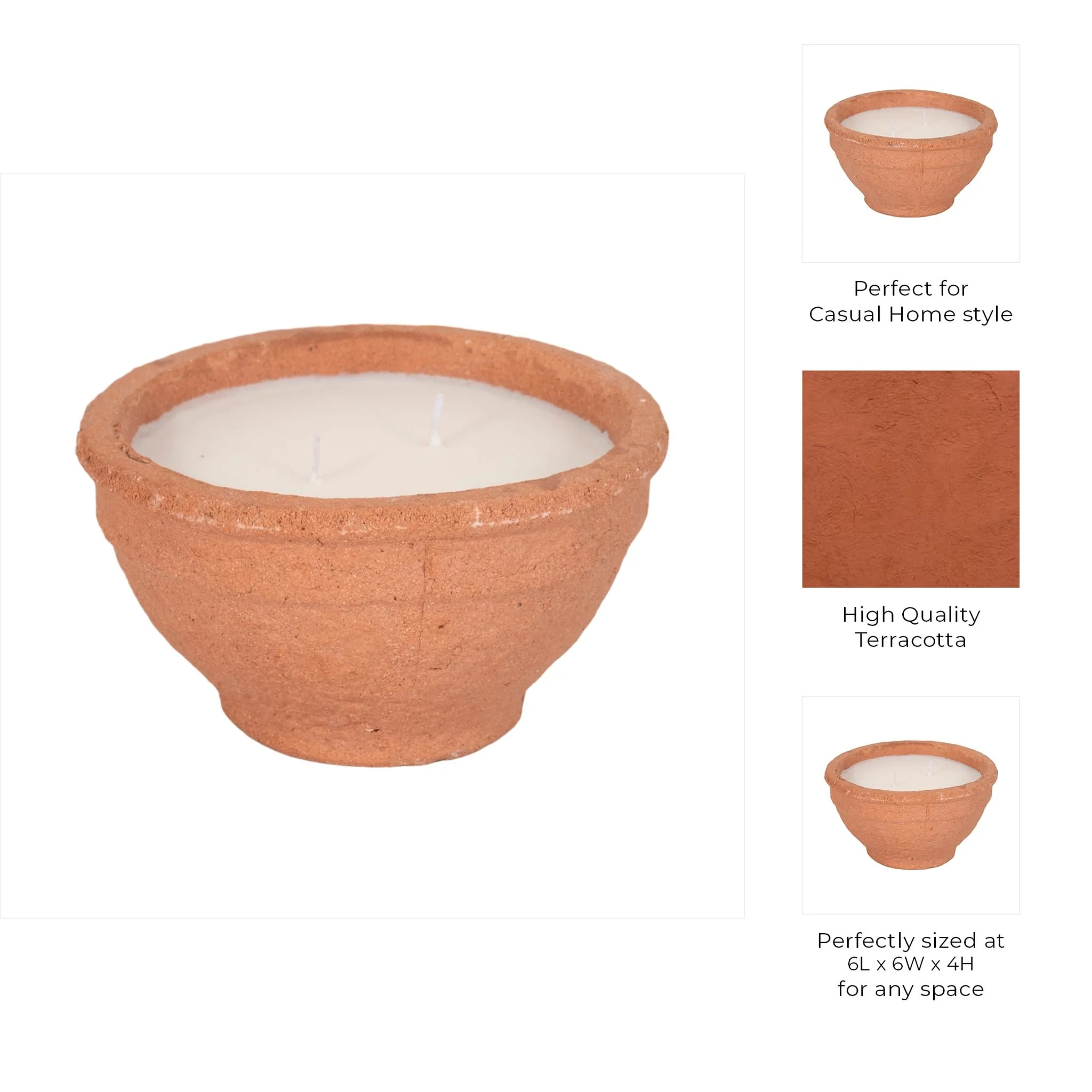 6" 14 Oz Santal & Spruce Bowl Candle, Terracotta - Image 9