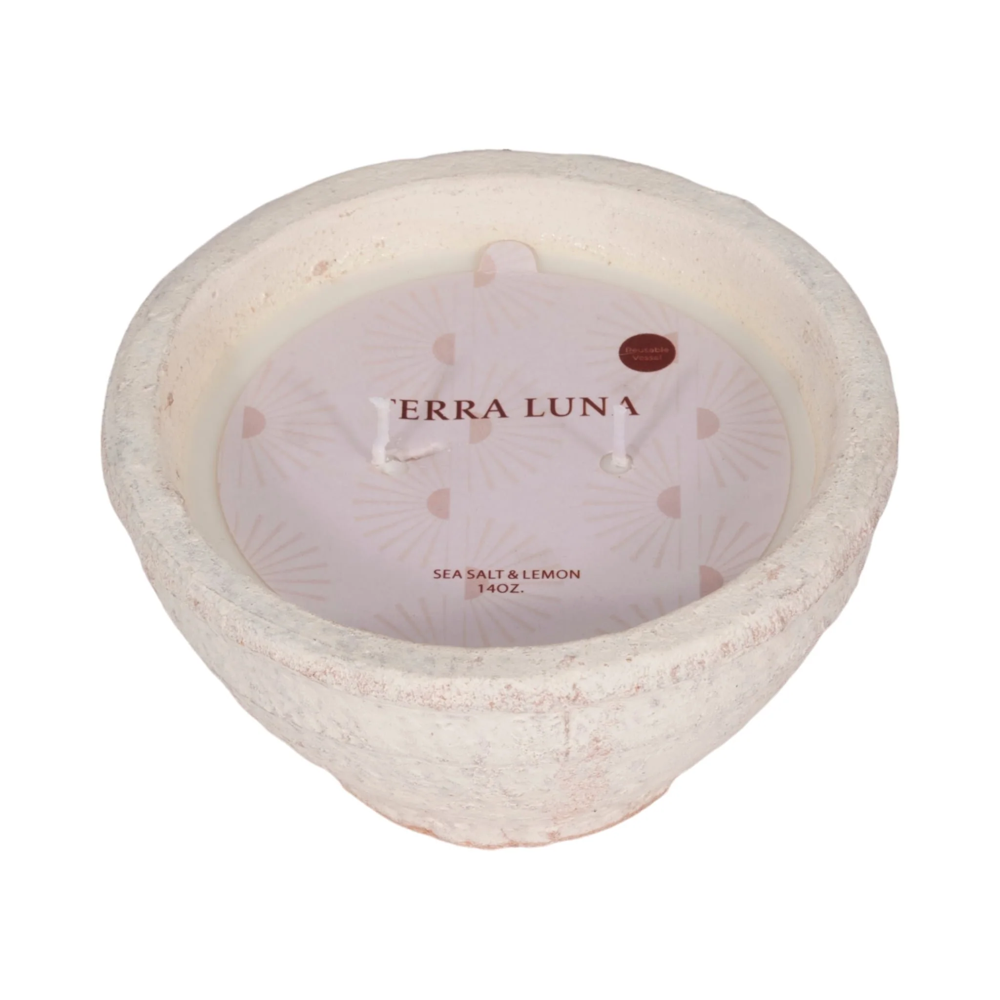 6" 14 Oz Sea Salt & Lemon Bowl Candle, White - Image 3