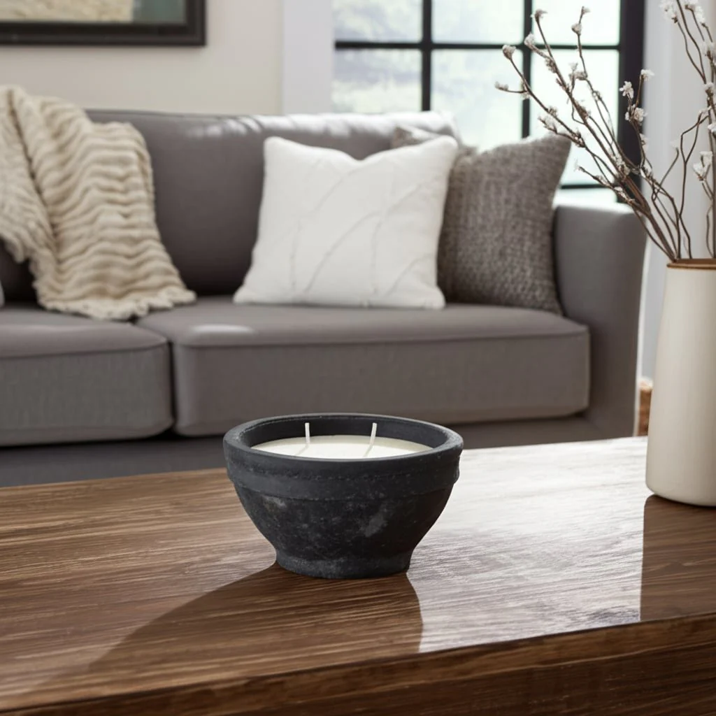 6" 14 Oz Wood Sage & Sea Salt Bowl Candle, Black - Image 10