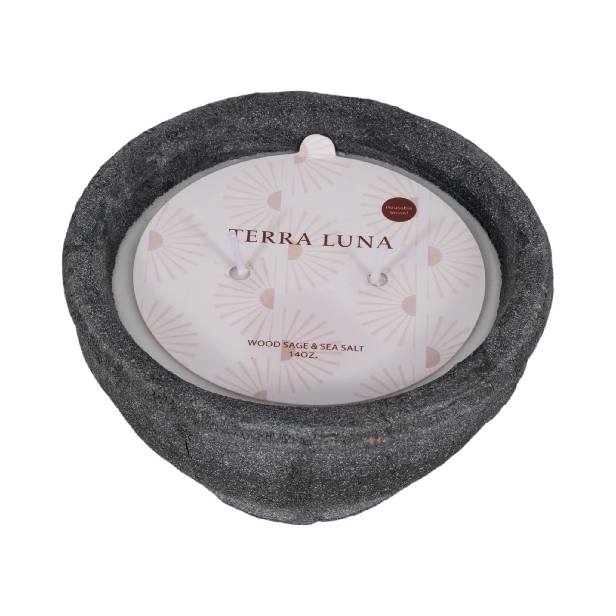 6" 14 Oz Wood Sage & Sea Salt Bowl Candle, Black - Image 3