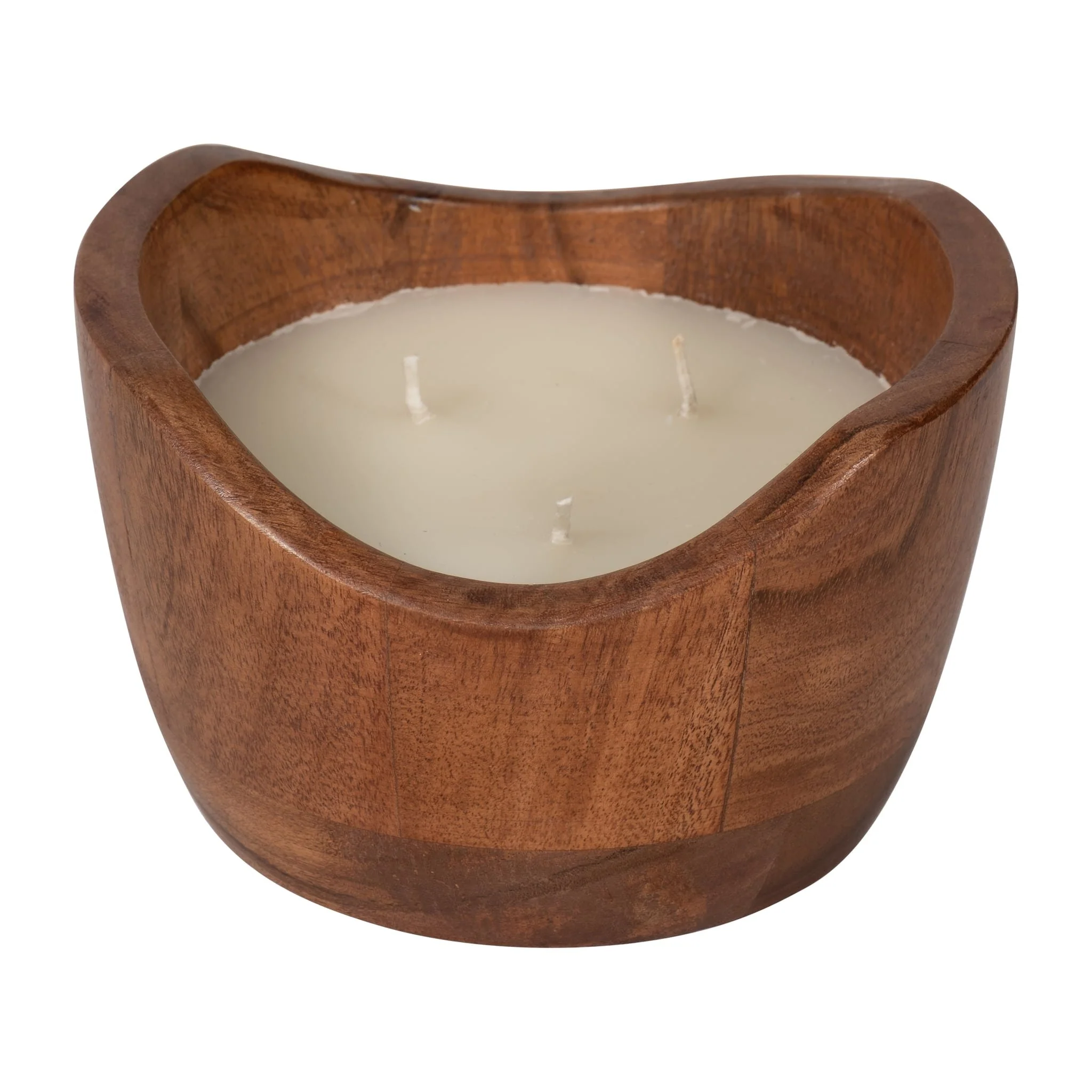 6" 17 Oz Vanilla Curvy Wood Bowl Candle, Natural - Image 4