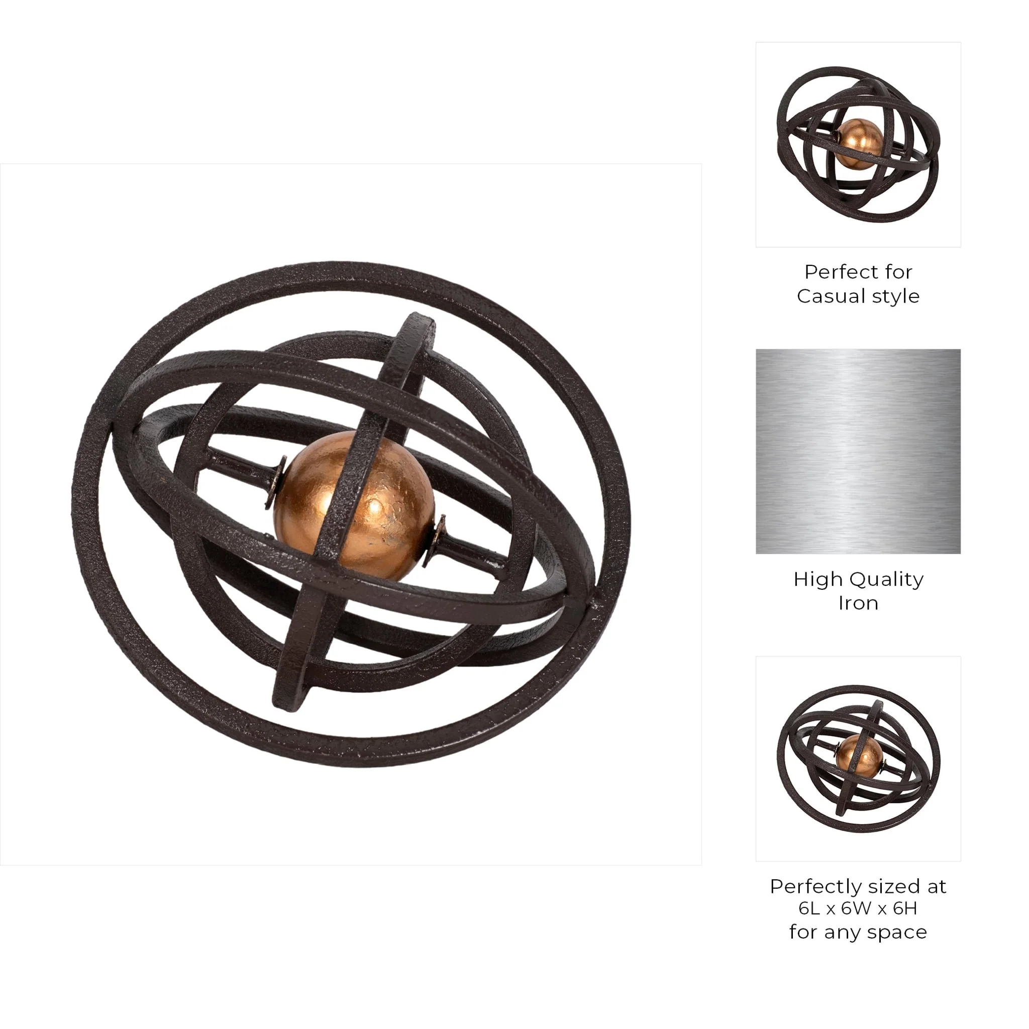6" Armillary Orb, Black/gold - Image 8