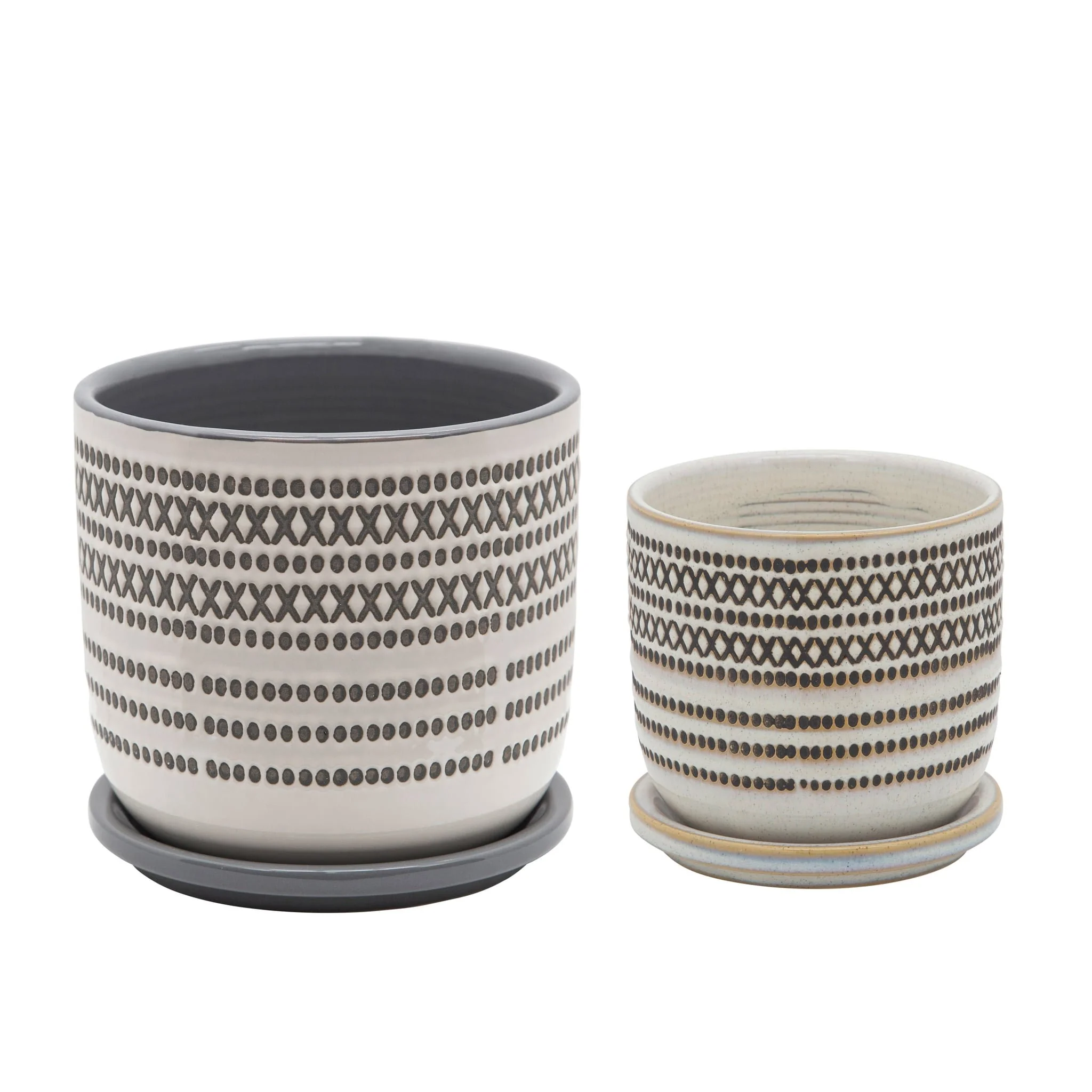 6" Aztec Planter W/ Saucer, Gray - Image 2