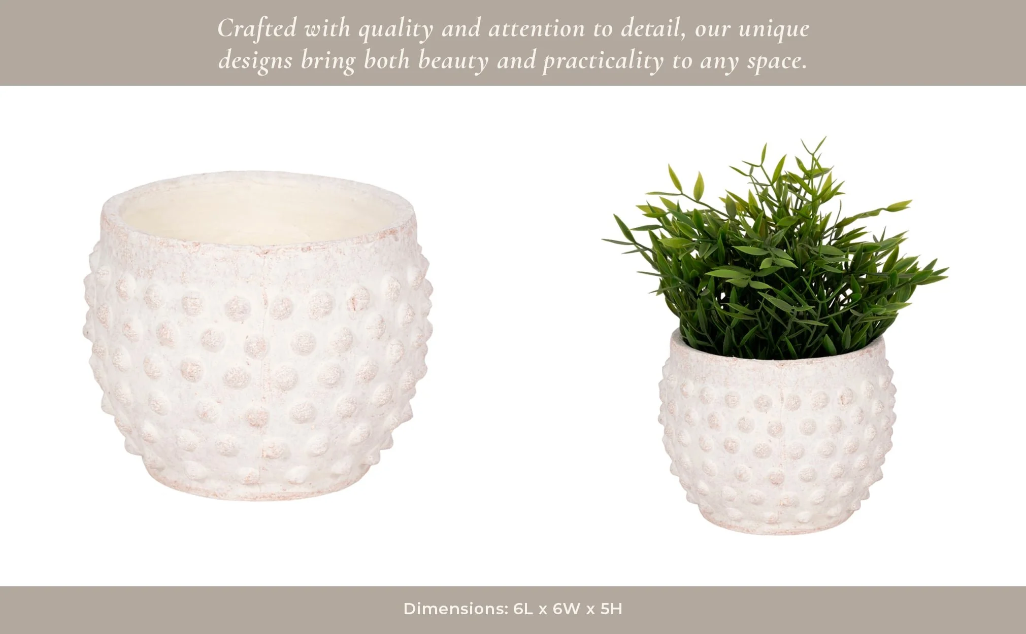 6" Bubble Rough Finish Planter,white - Image 11