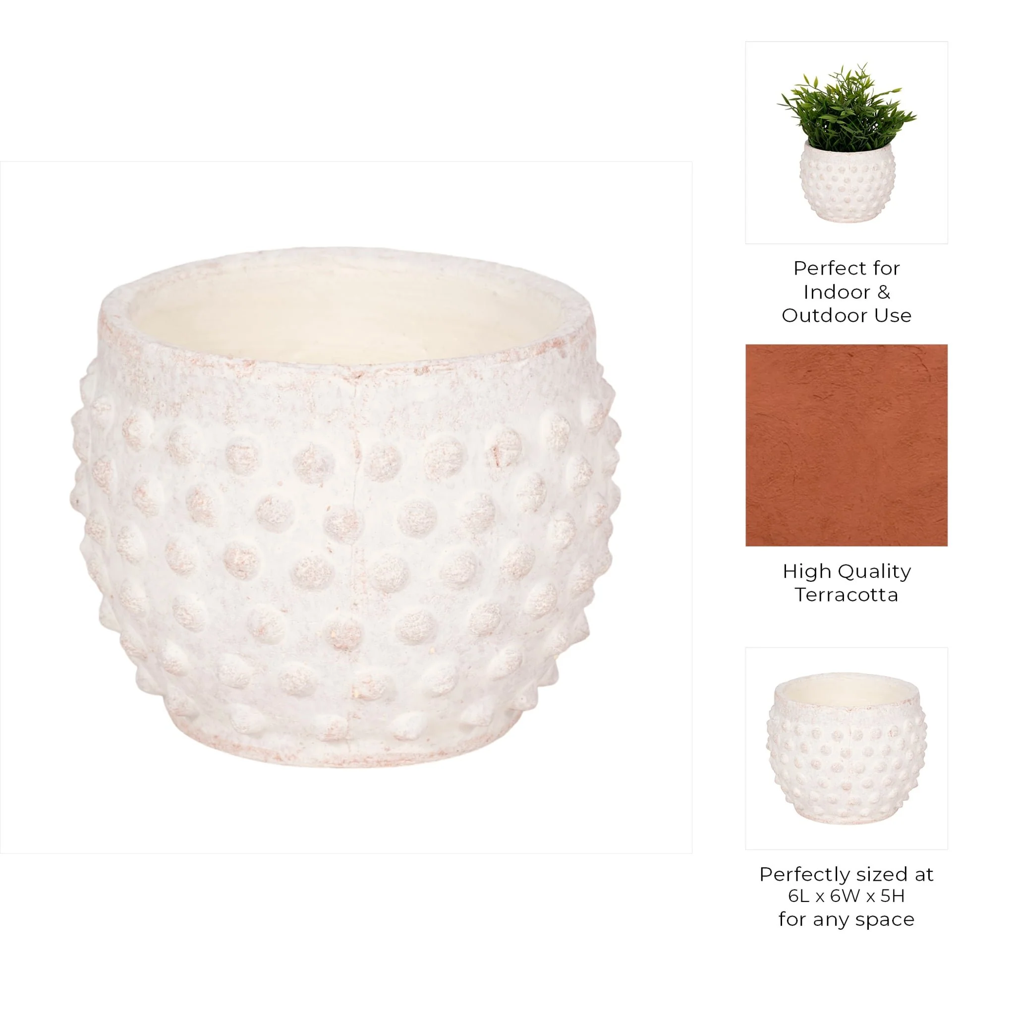 6" Bubble Rough Finish Planter,white - Image 8