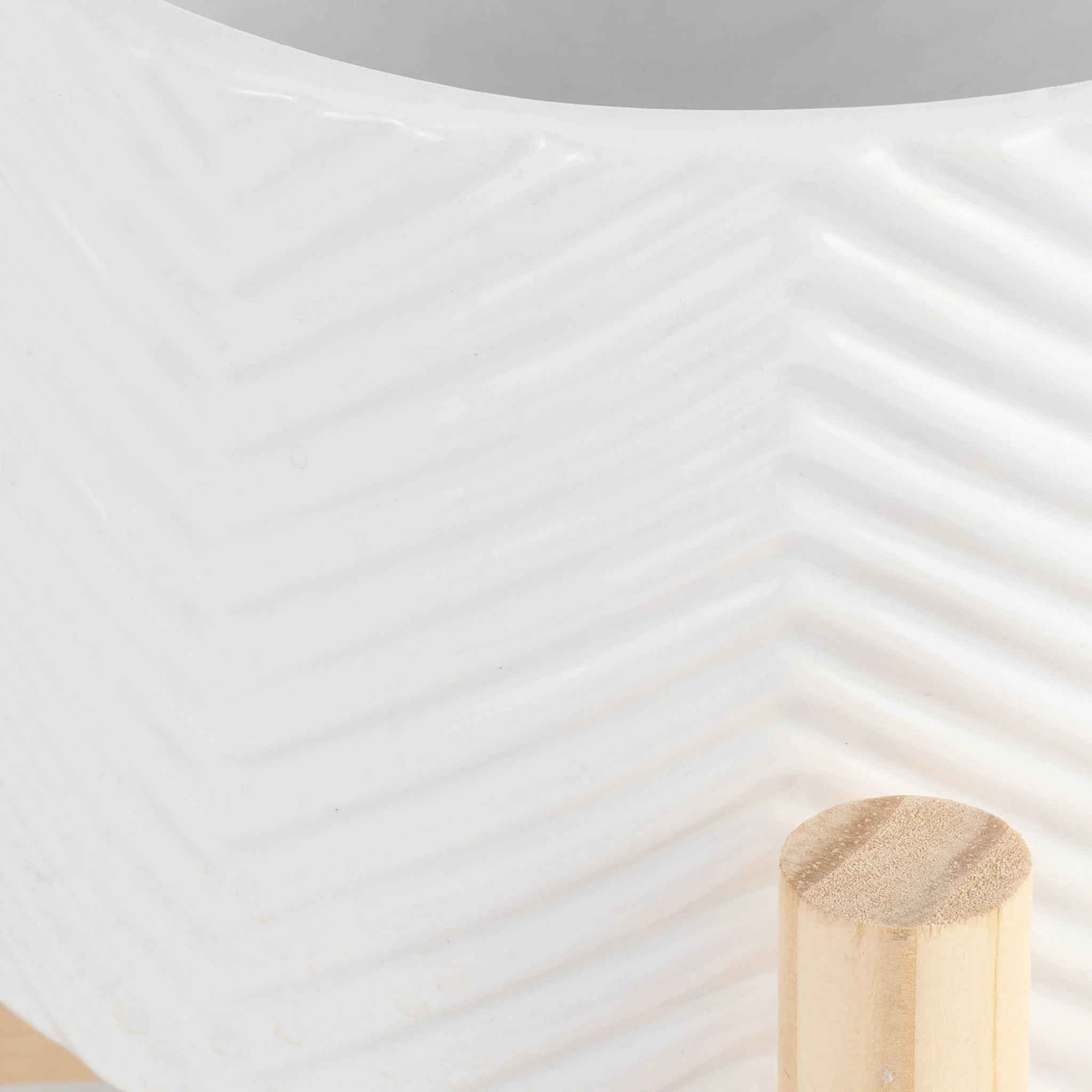 6" Ceramic Chevron Planter W/ Wood Stand, White - Image 5