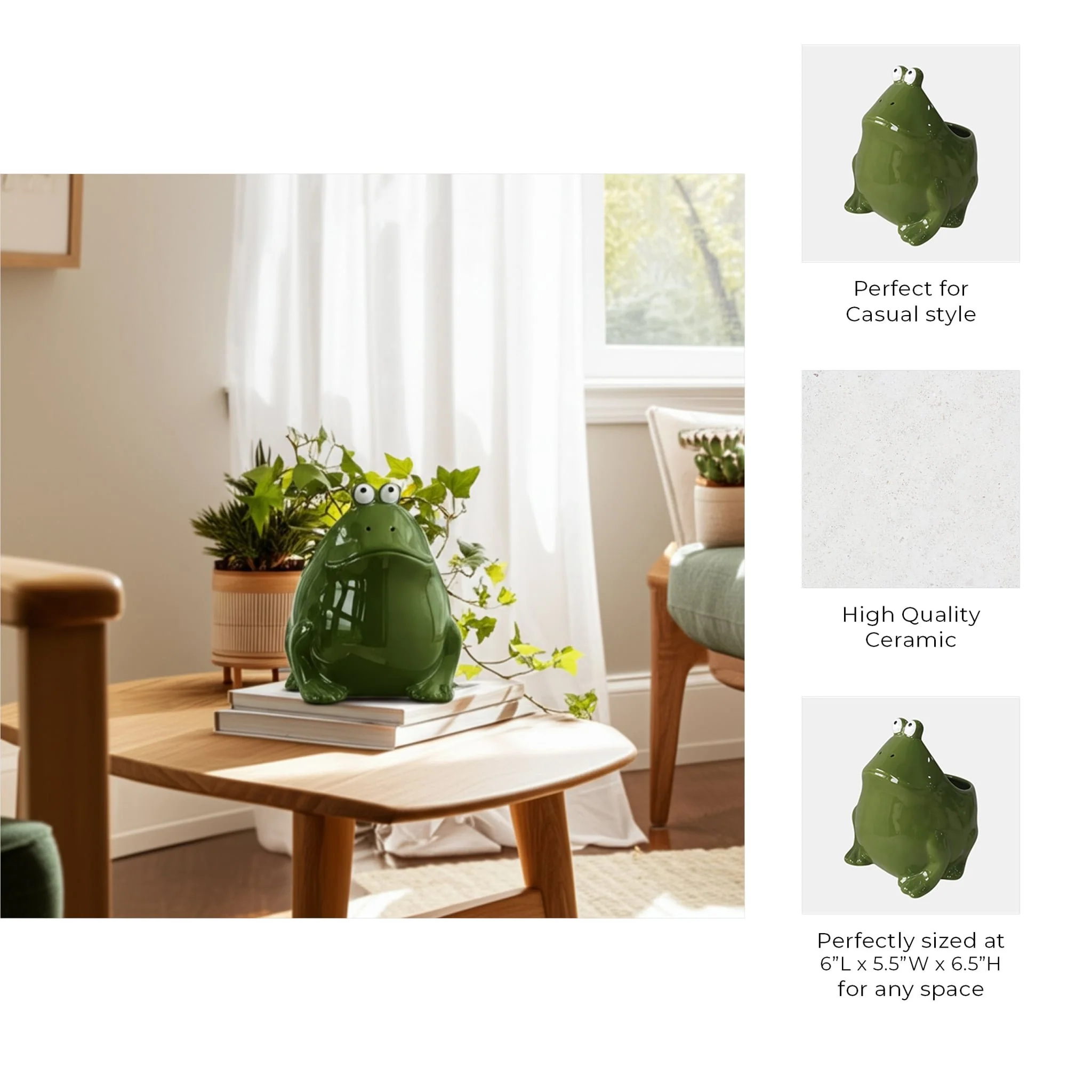 6" Dark Green Frog, Candle - Image 2