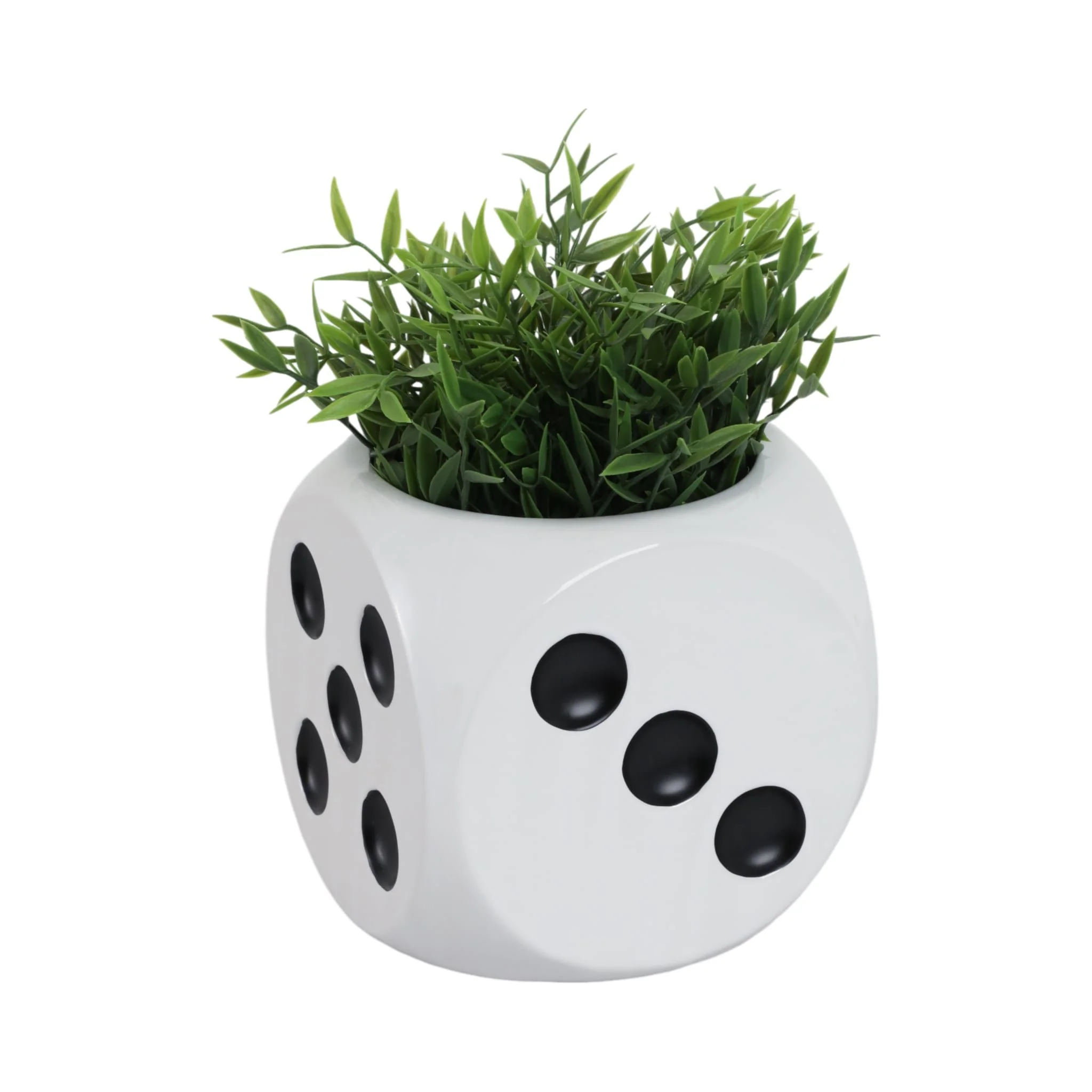 6" Dice Planter, White/black - Image 2