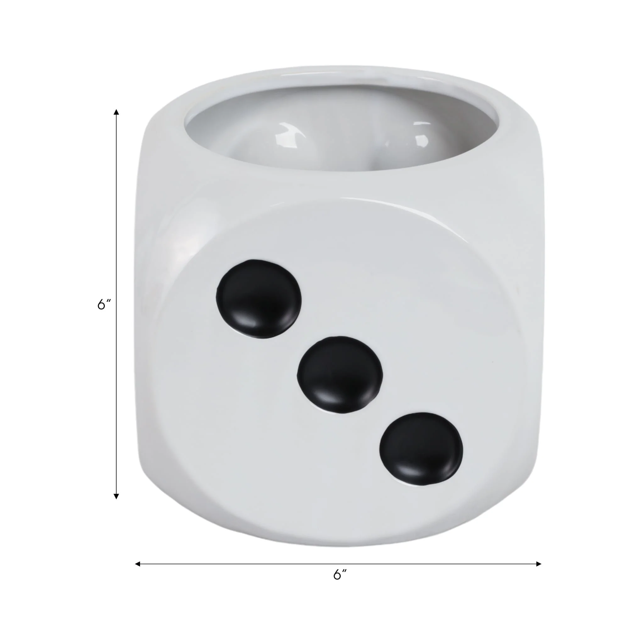 6" Dice Planter, White/black - Image 7