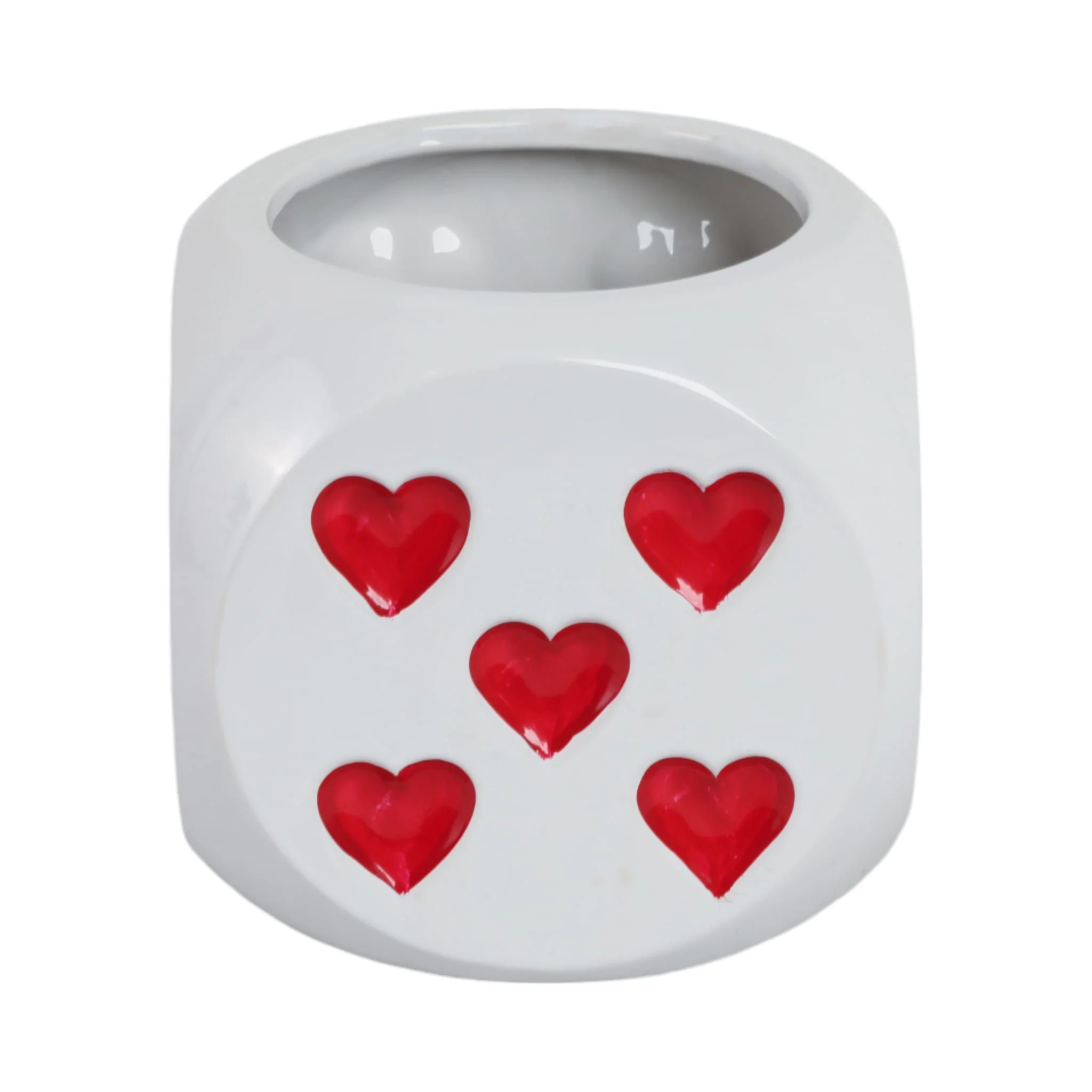 6" Dice Planter, White/red - Image 3