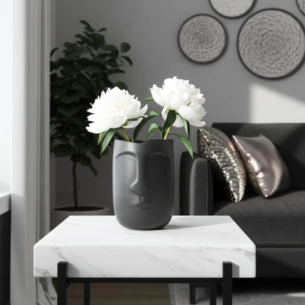 6" Face Vase, Black - Image 11