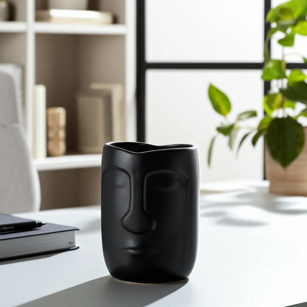 6" Face Vase, Black - Image 13
