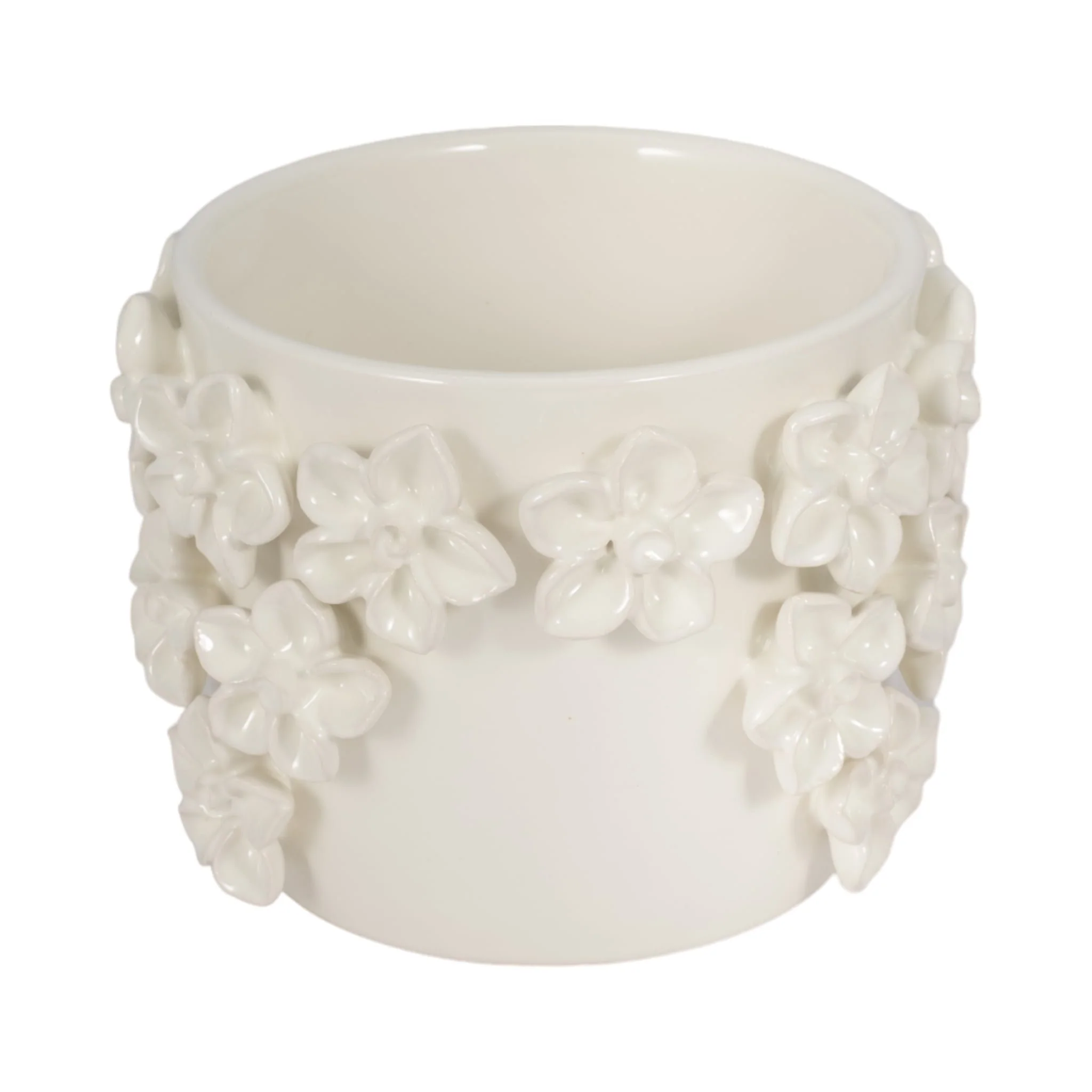 6" Floral Applique Planter, Ivory - Image 3