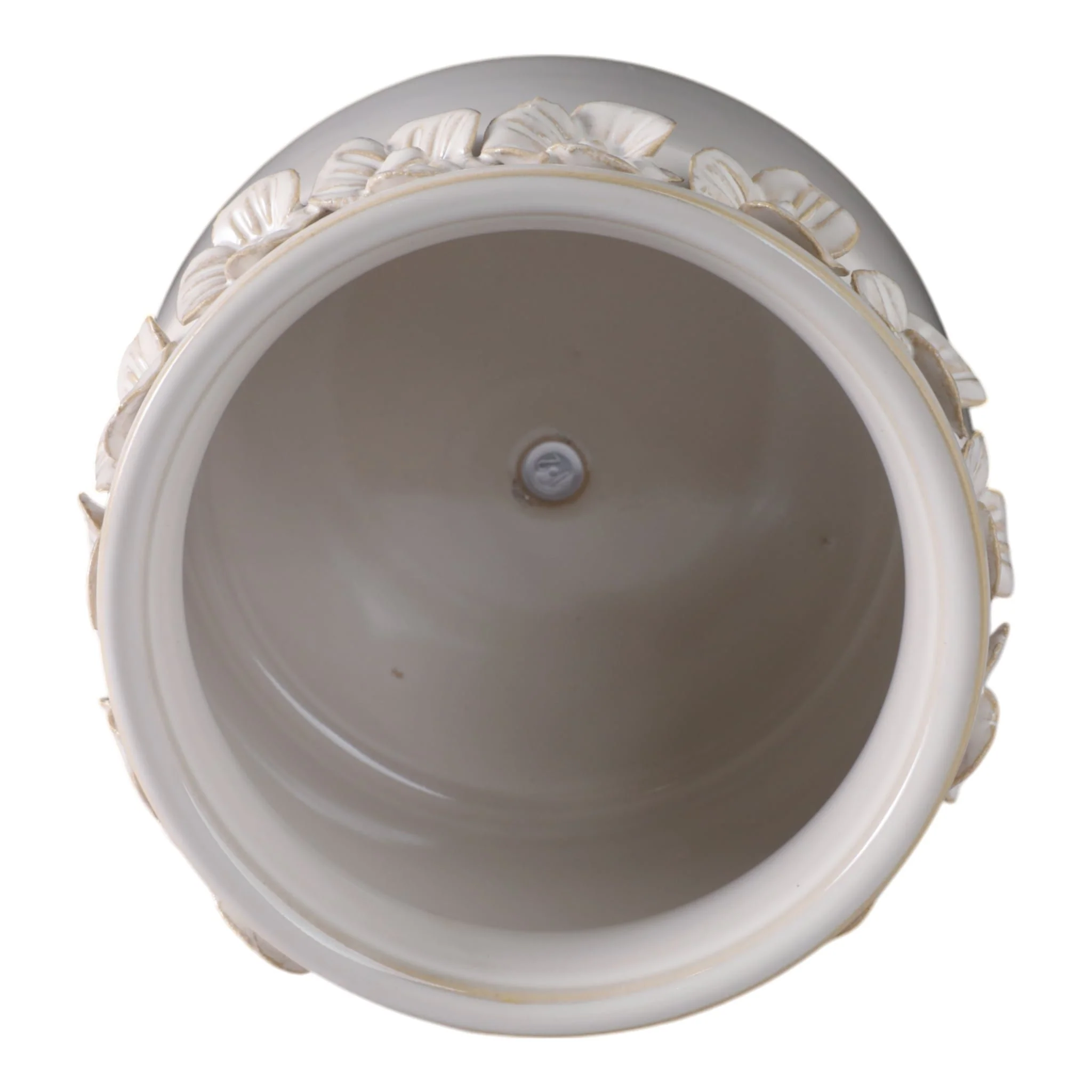 6"  Floral Applique Planter,  Ivory - Image 5