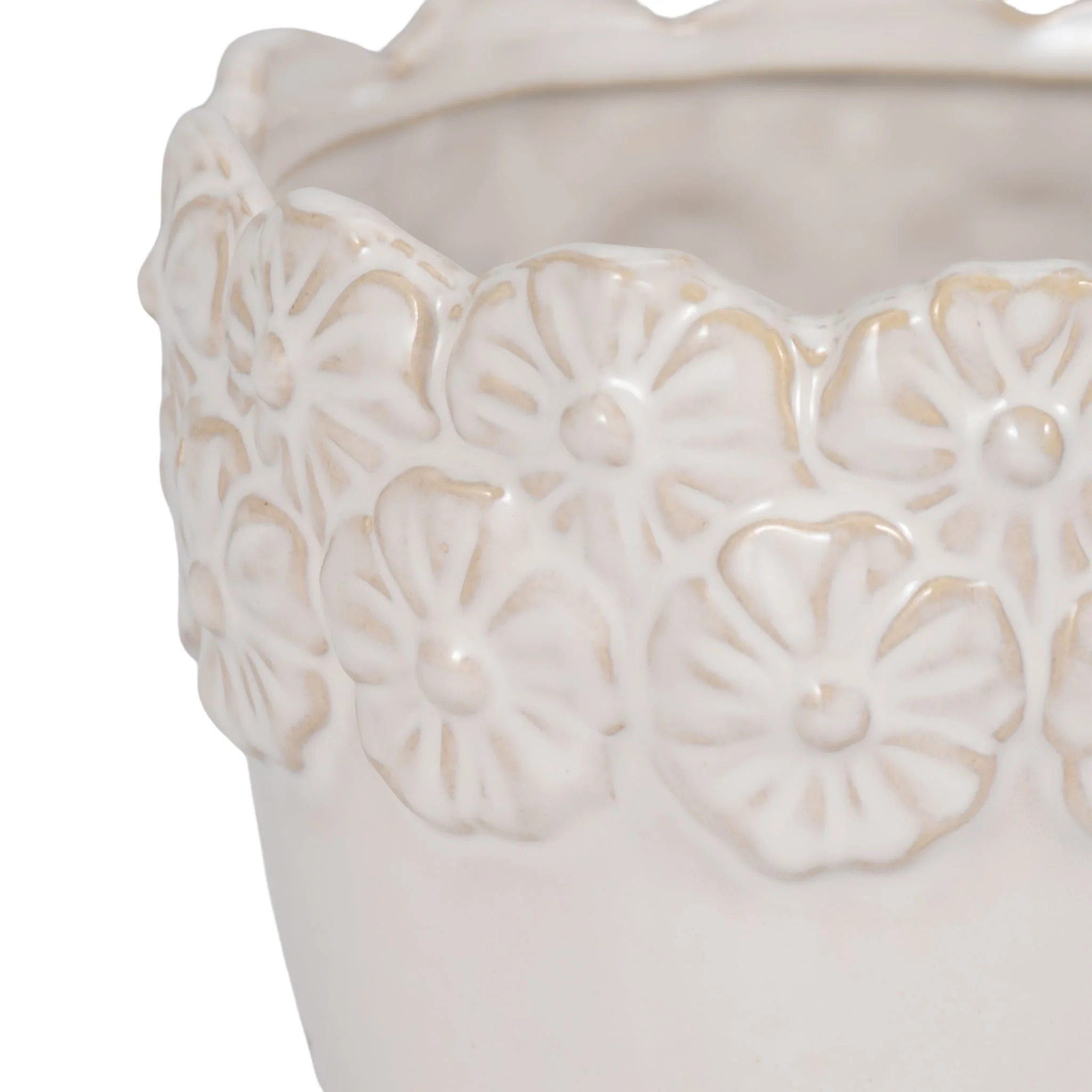 6" Floral Crown Planter, Ivory - Image 3