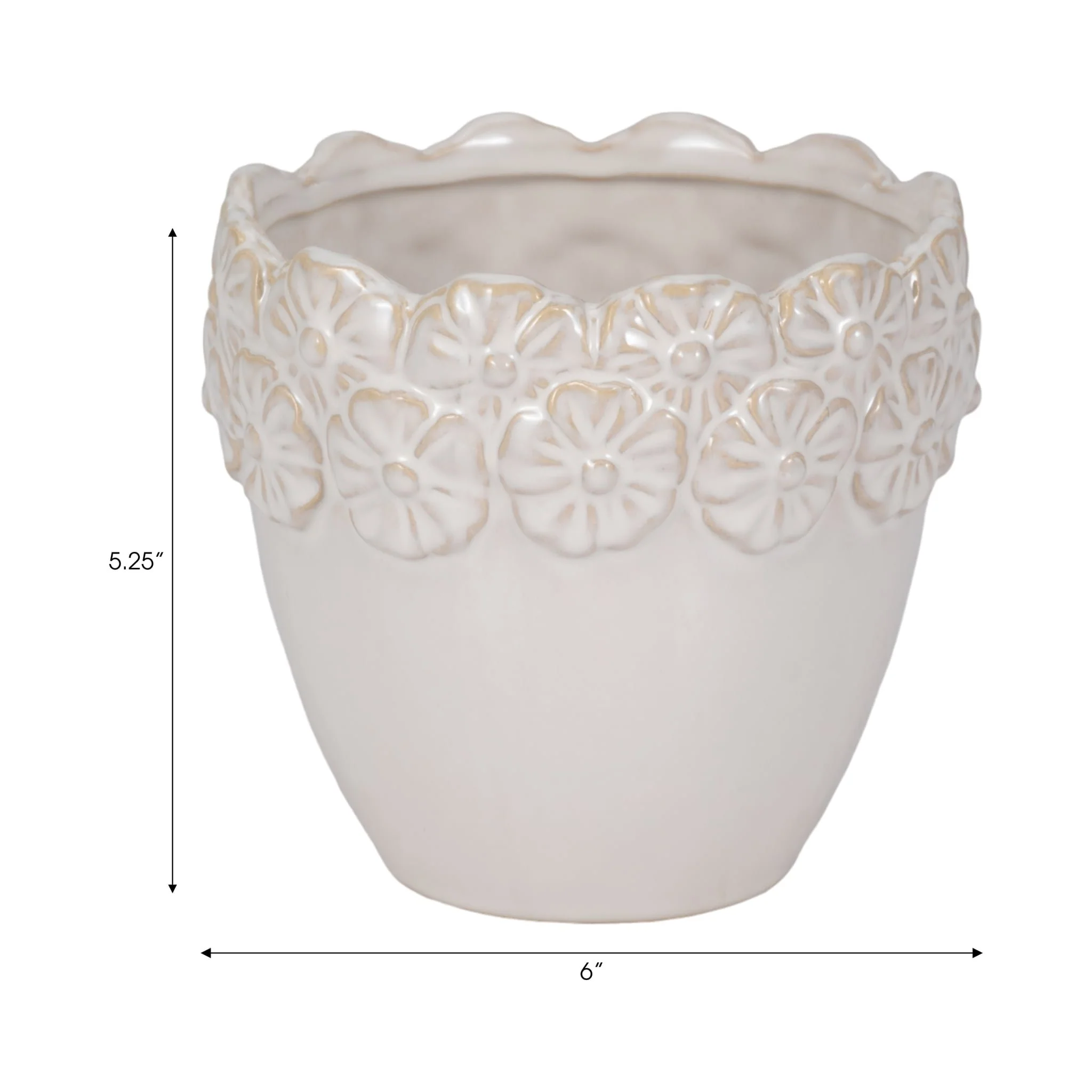 6" Floral Crown Planter, Ivory - Image 6