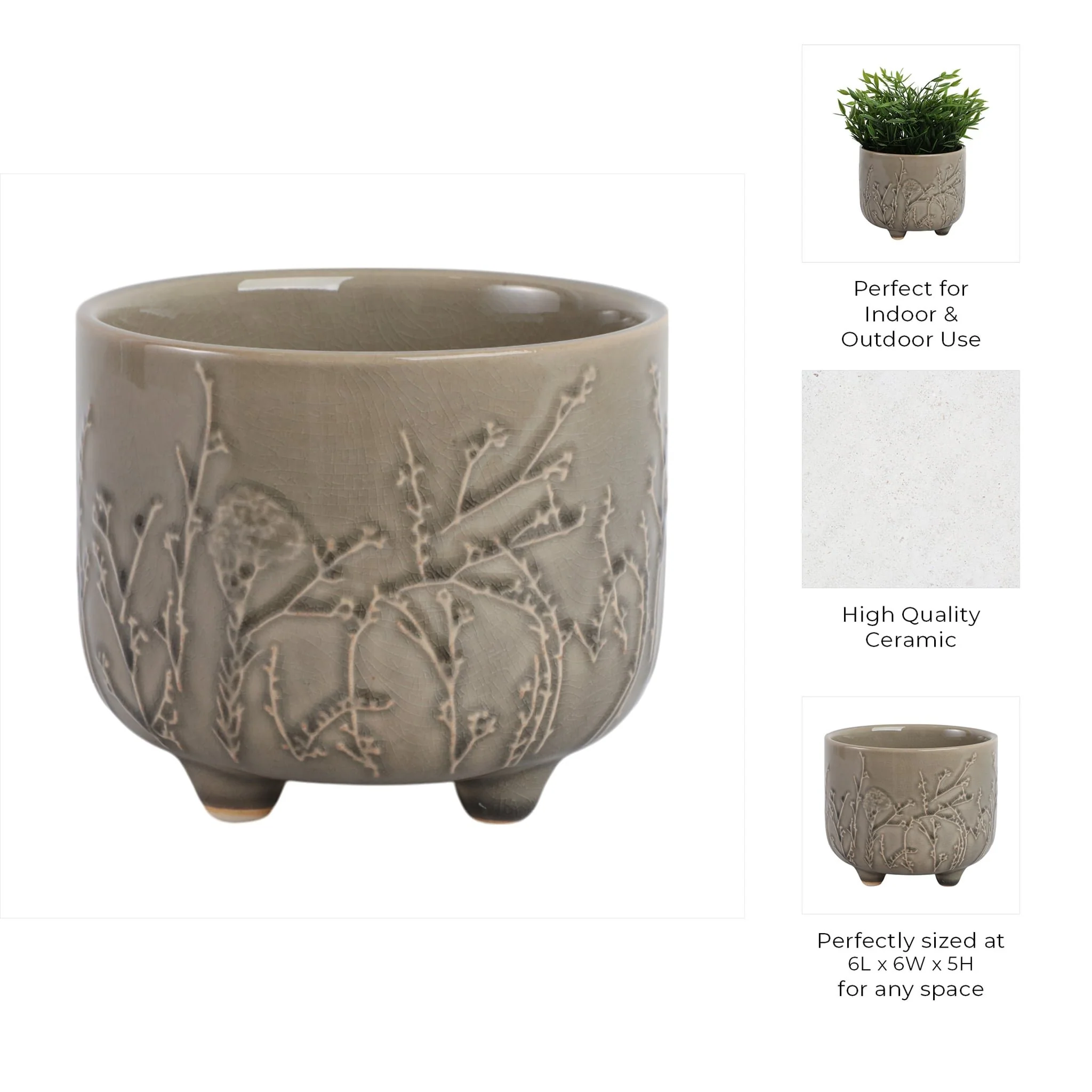 6" Flower Branches Planter, Cream - Image 9