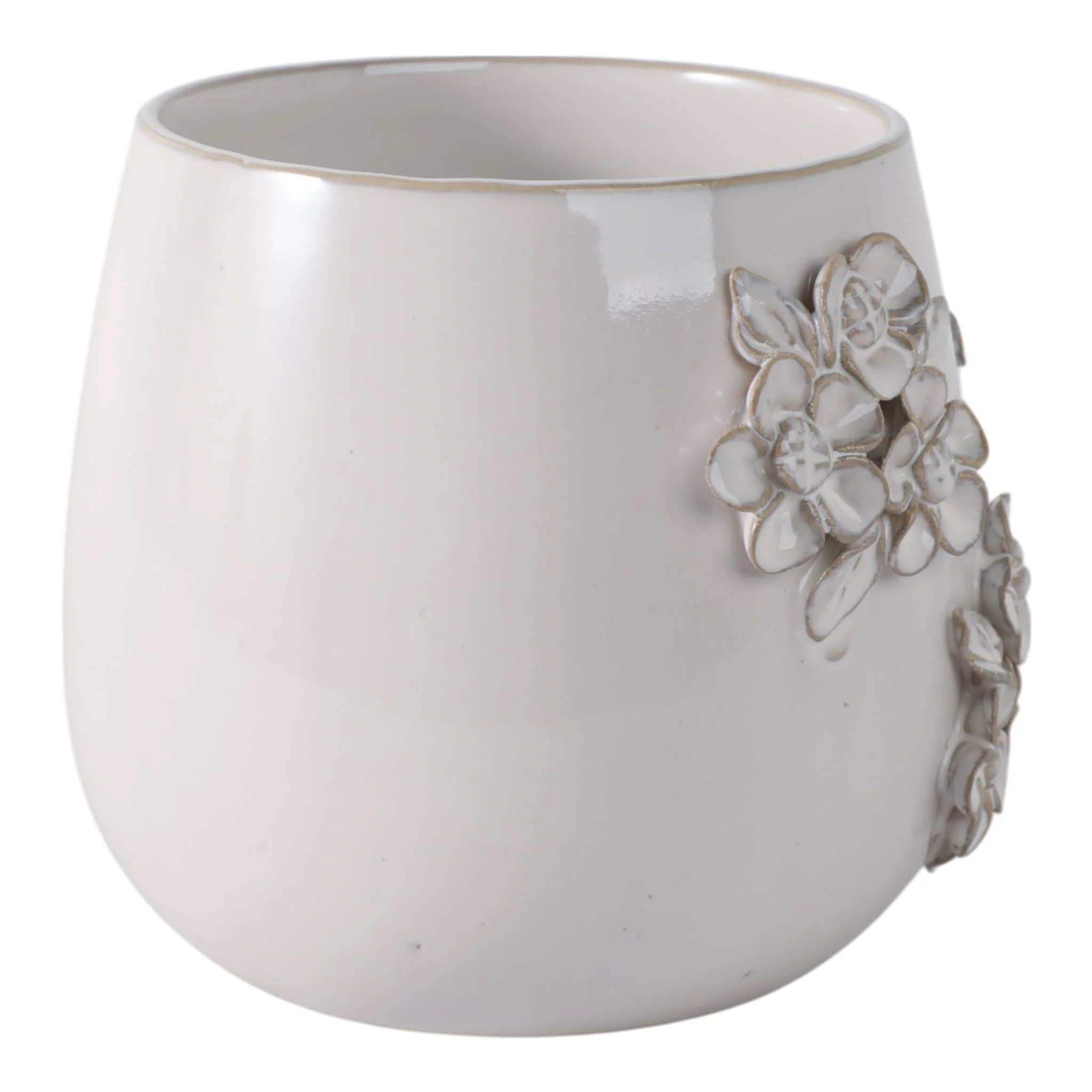 6" Flower Bunches Applique Planter, Ivory - Image 3