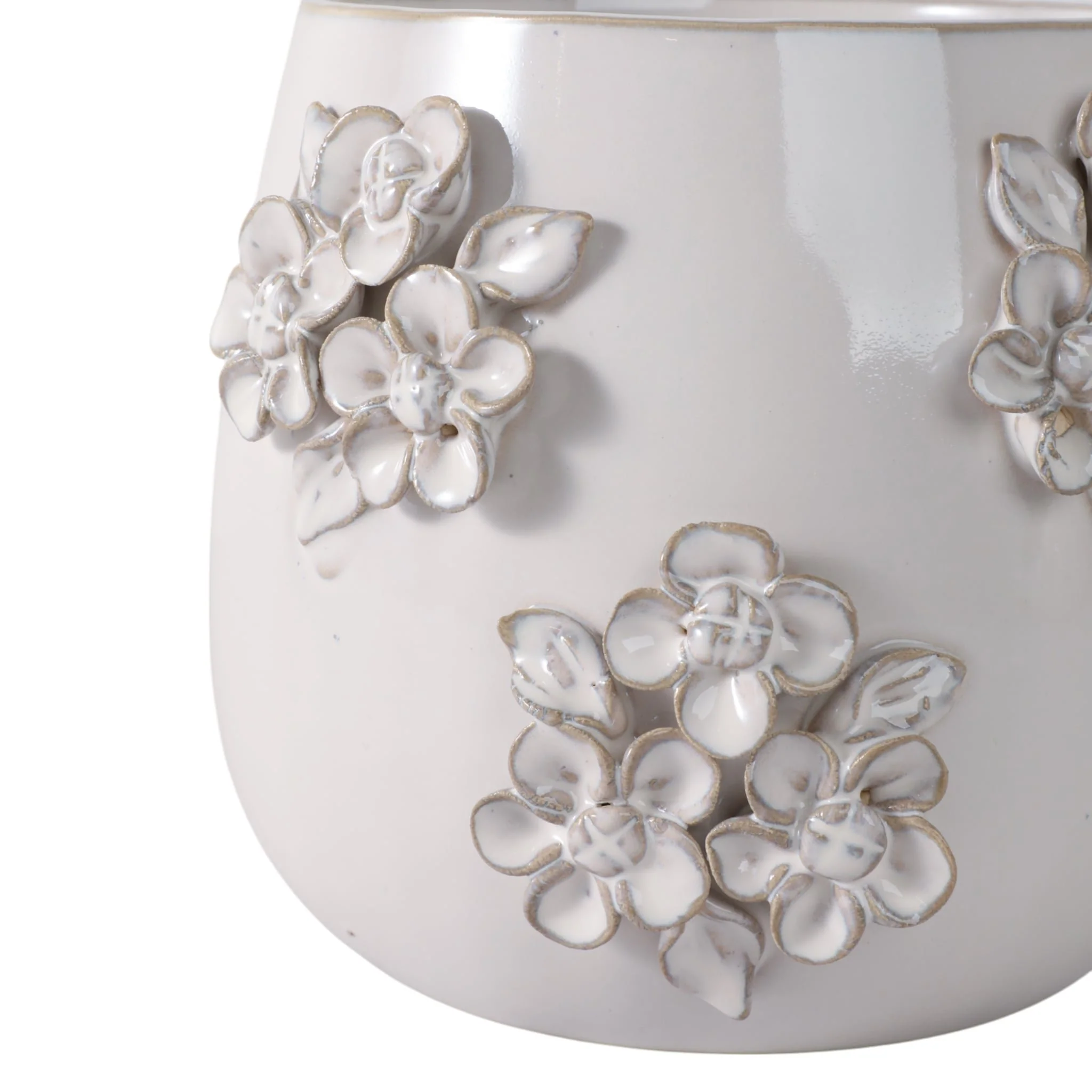 6" Flower Bunches Applique Planter, Ivory - Image 5