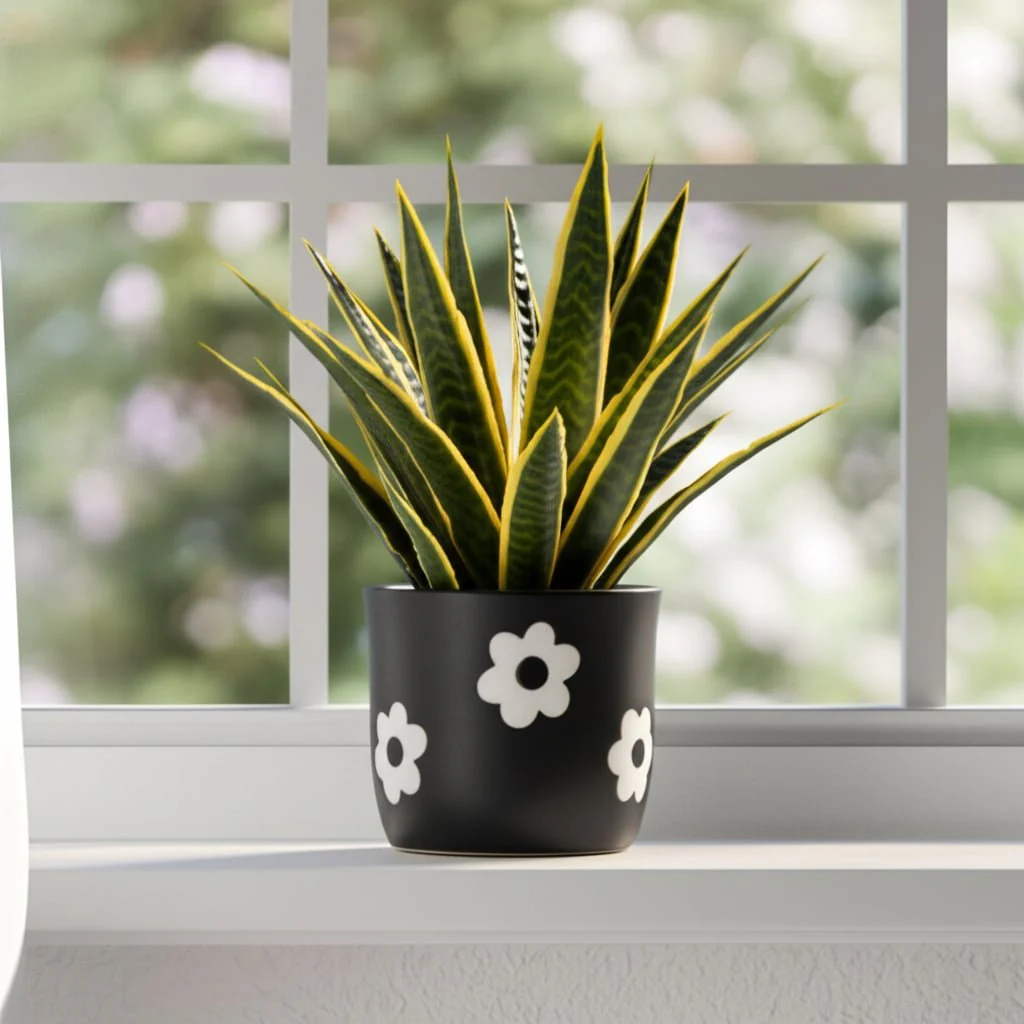 6" Flower Power Planter, Black/white - Image 12