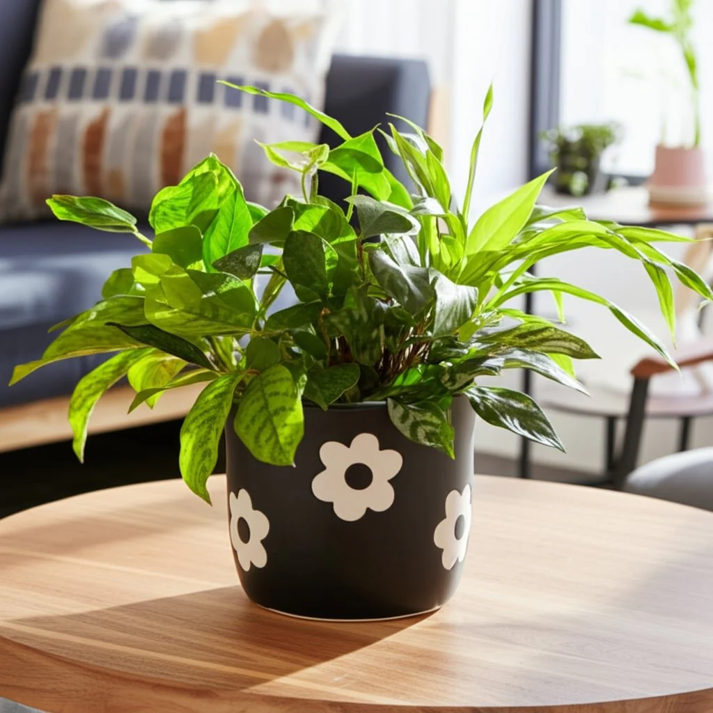 6" Flower Power Planter, Black/white - Image 14