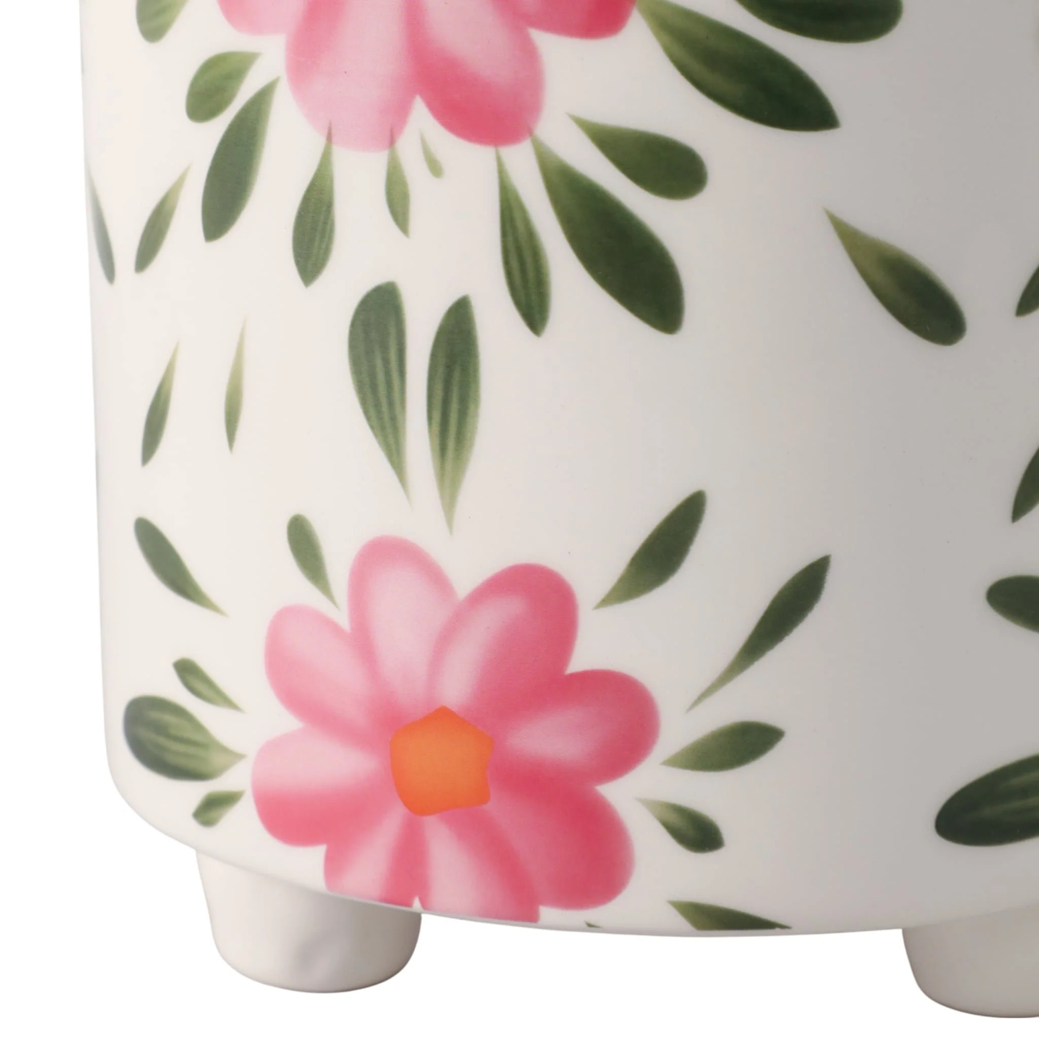 6" Footed Hand Painted Pink Flower Planter, Multi - Image 5