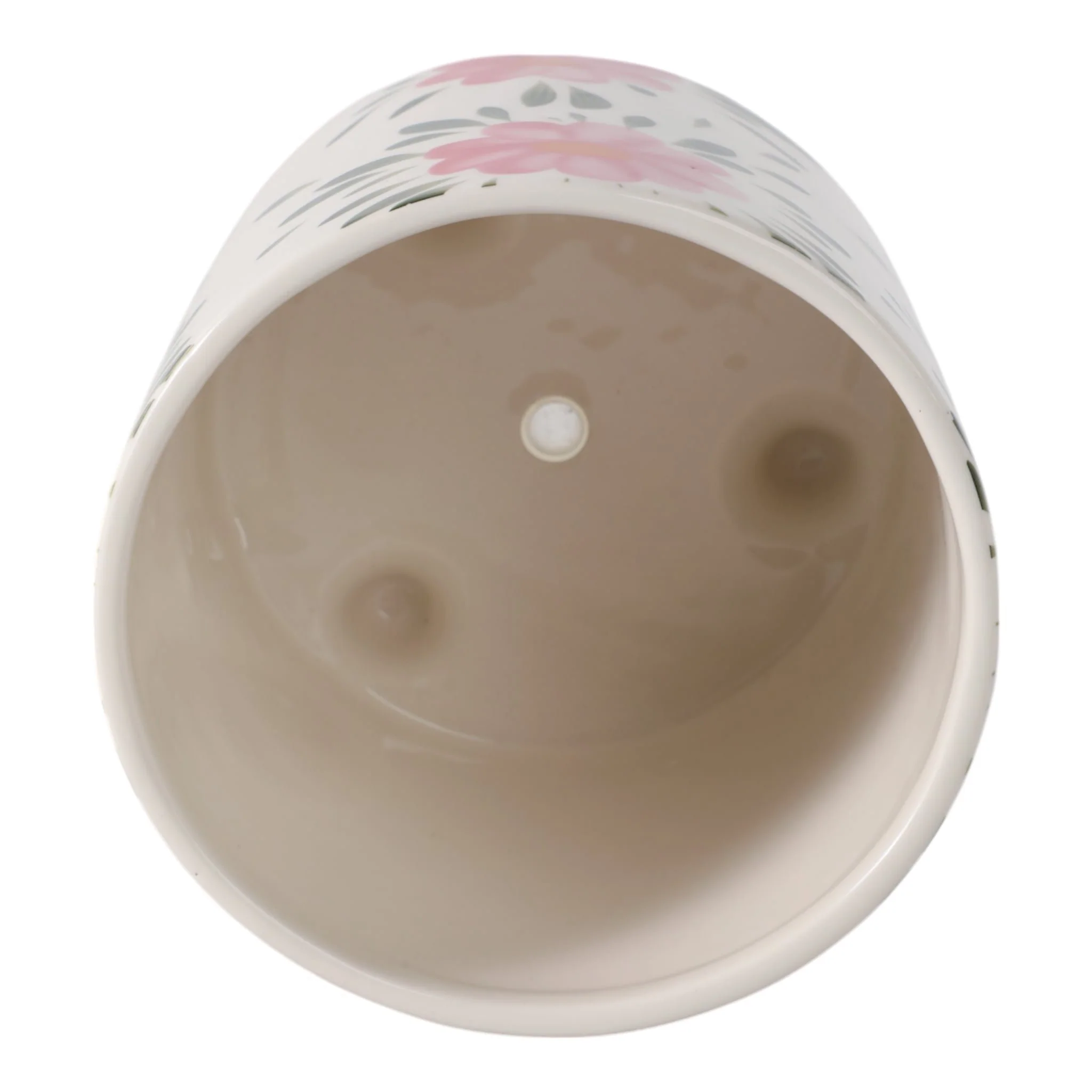 6" Footed Hand Painted Pink Flower Planter, Multi - Image 6