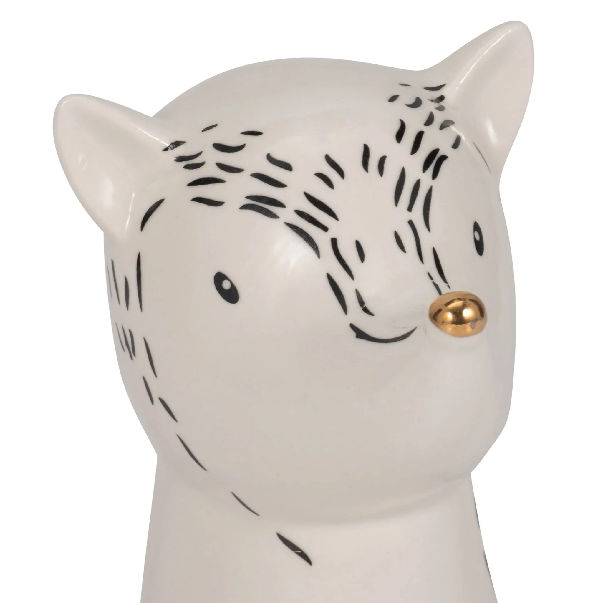 6" Fox Head With Gold Nose, White/black - Image 5