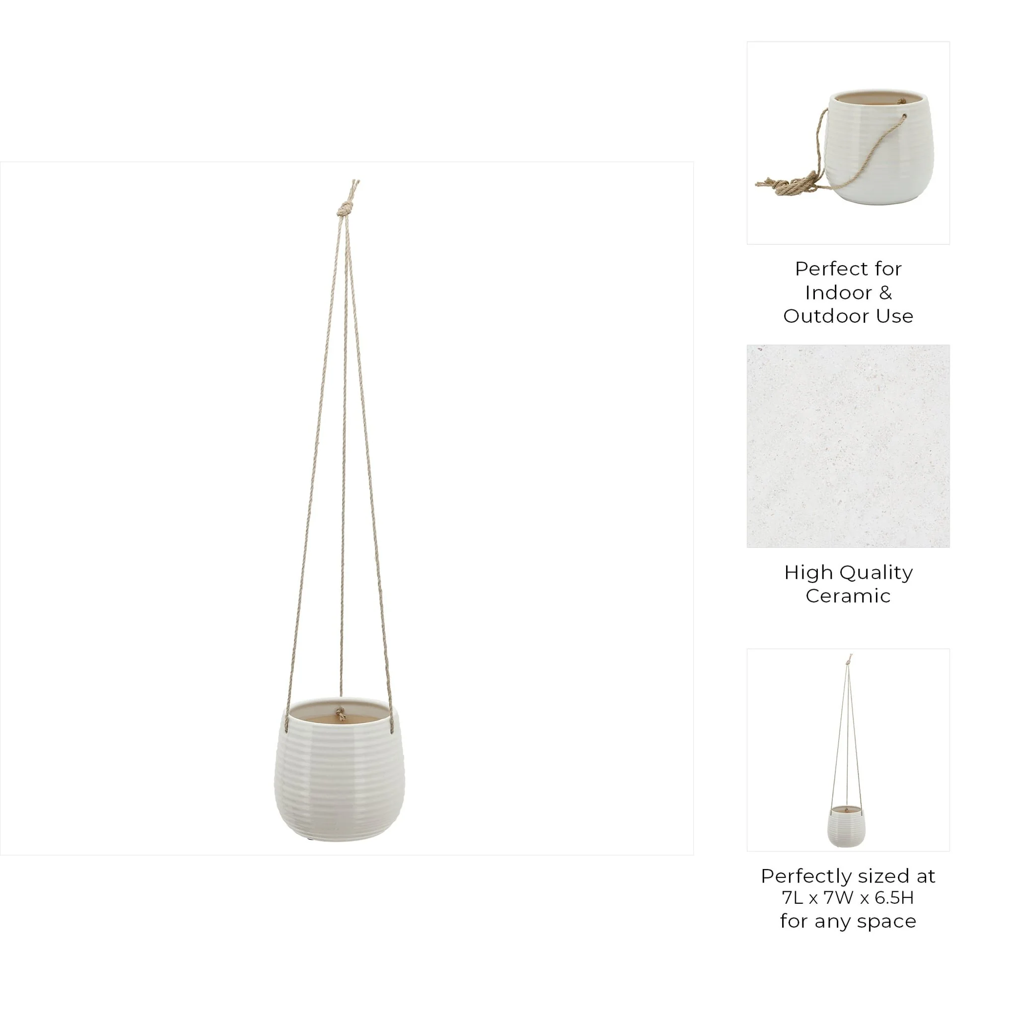 6" Hanging Planter,white - Image 8