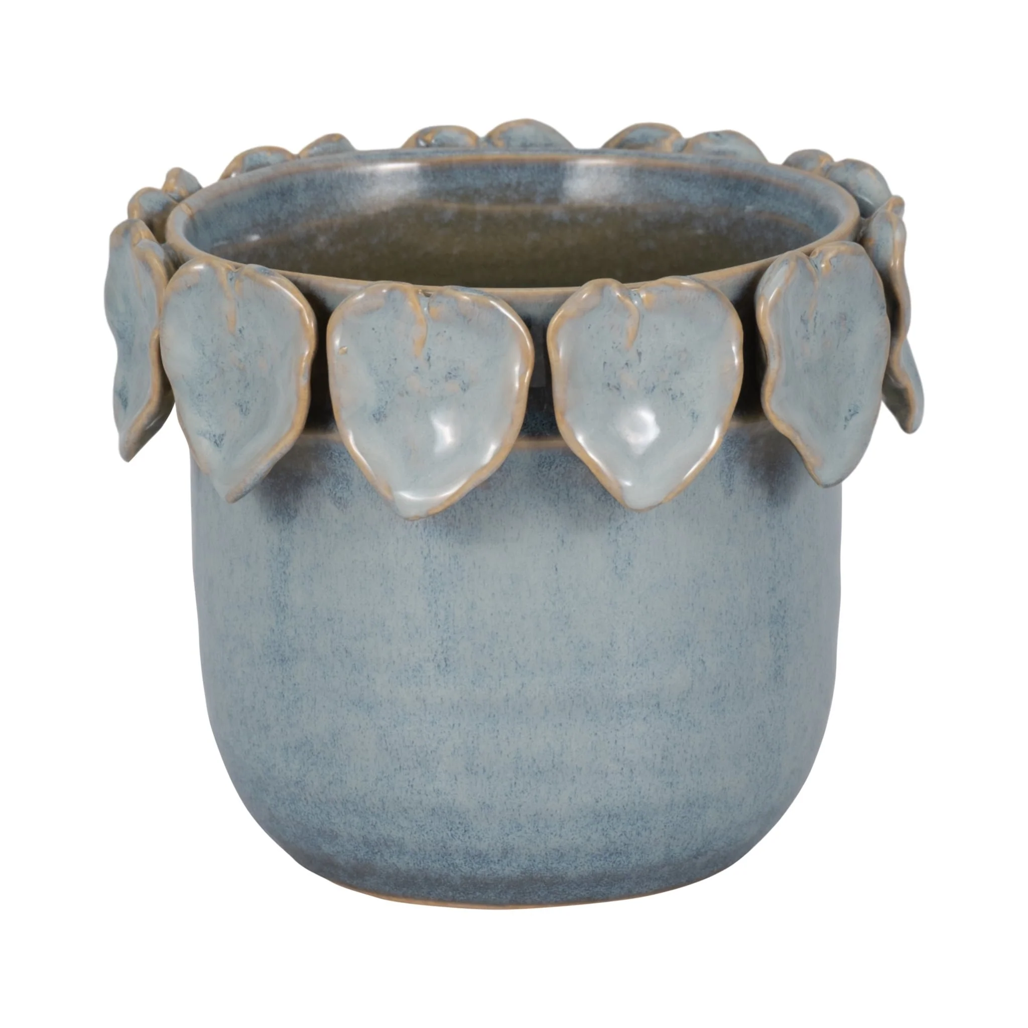 6" Leaf Applique Planter, Blue - Image 3