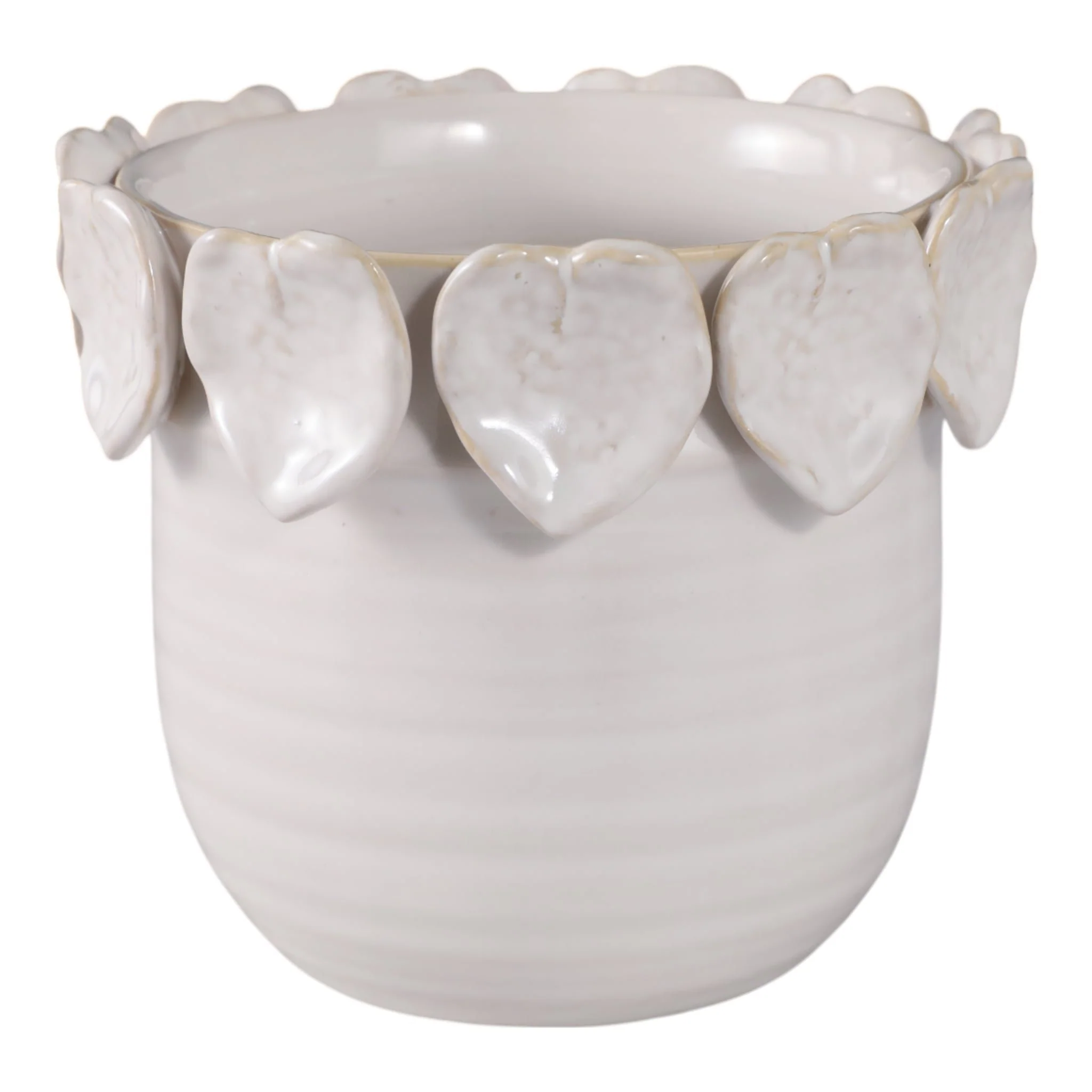 6" Leaf Applique Planter, Cream - Image 3