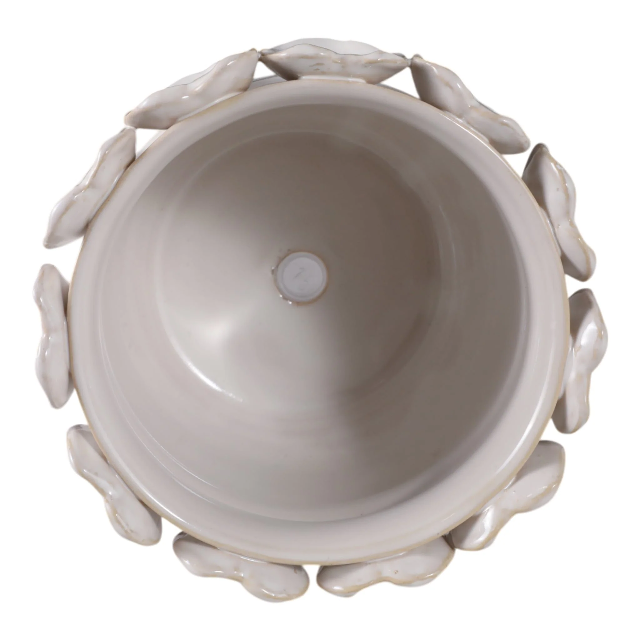 6" Leaf Applique Planter, Cream - Image 5