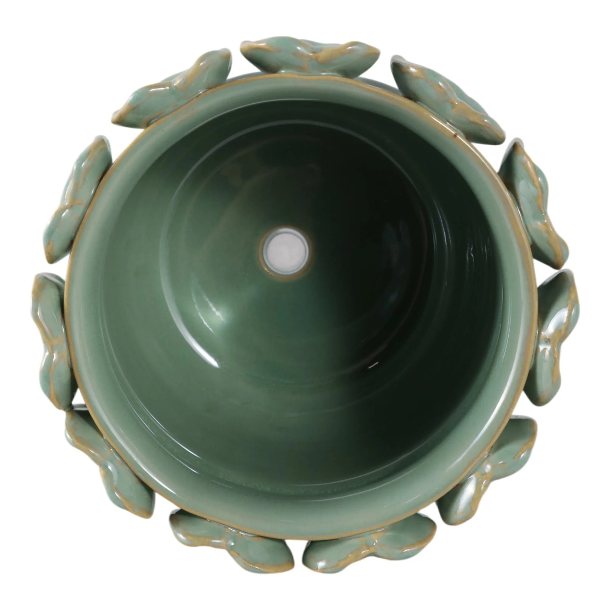 6" Leaf Applique Planter, Green - Image 6