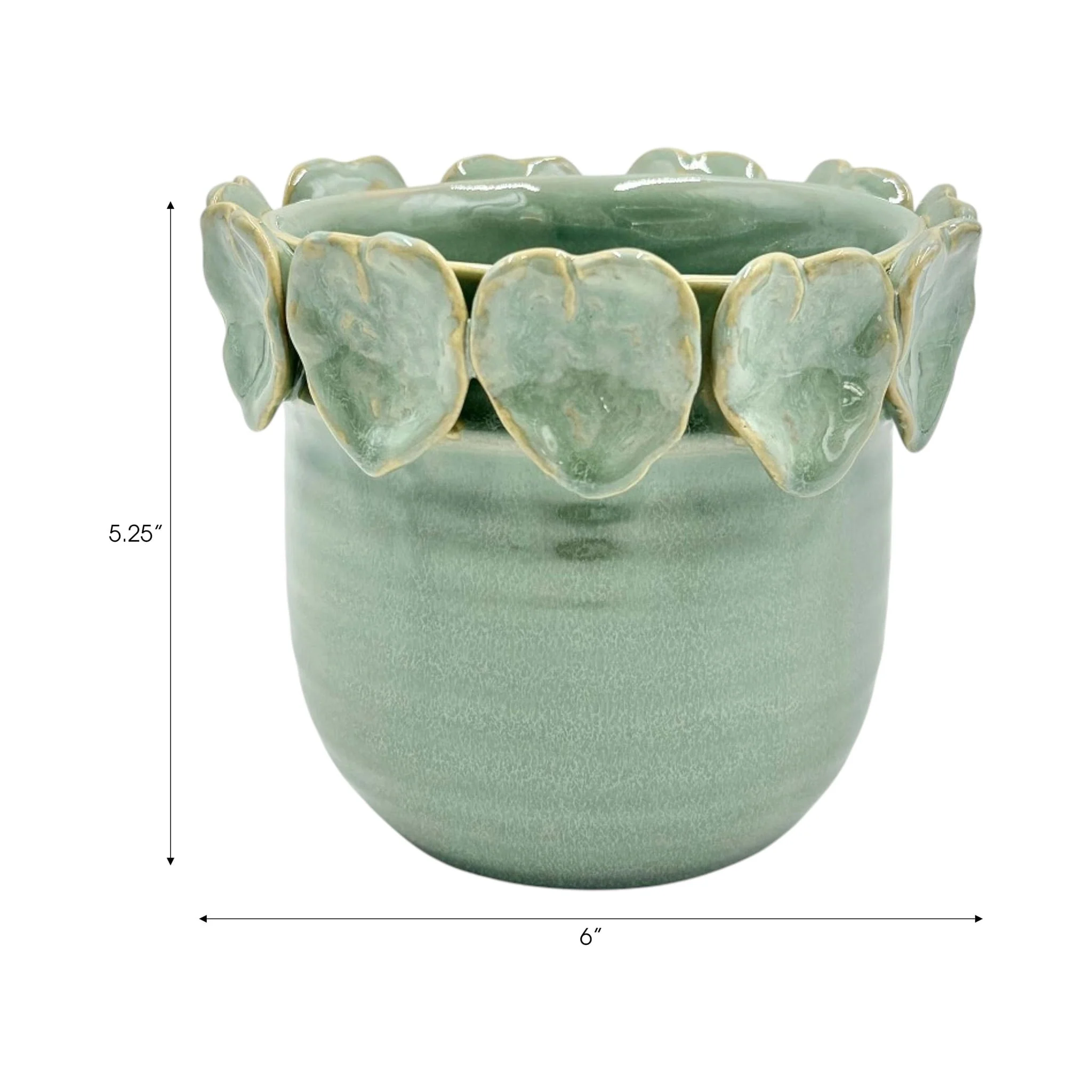 6" Leaf Applique Planter, Green - Image 8