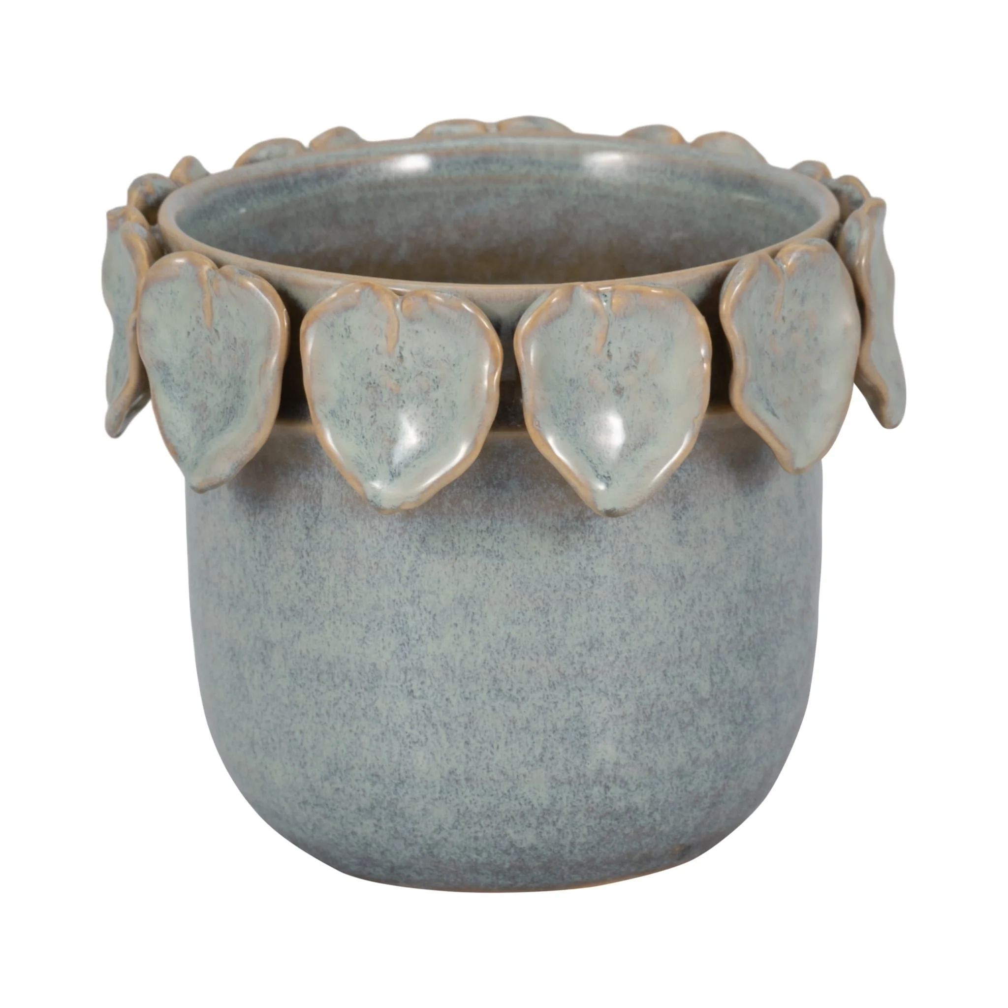 6" Leaf Applique Planter, Seafoam - Image 3