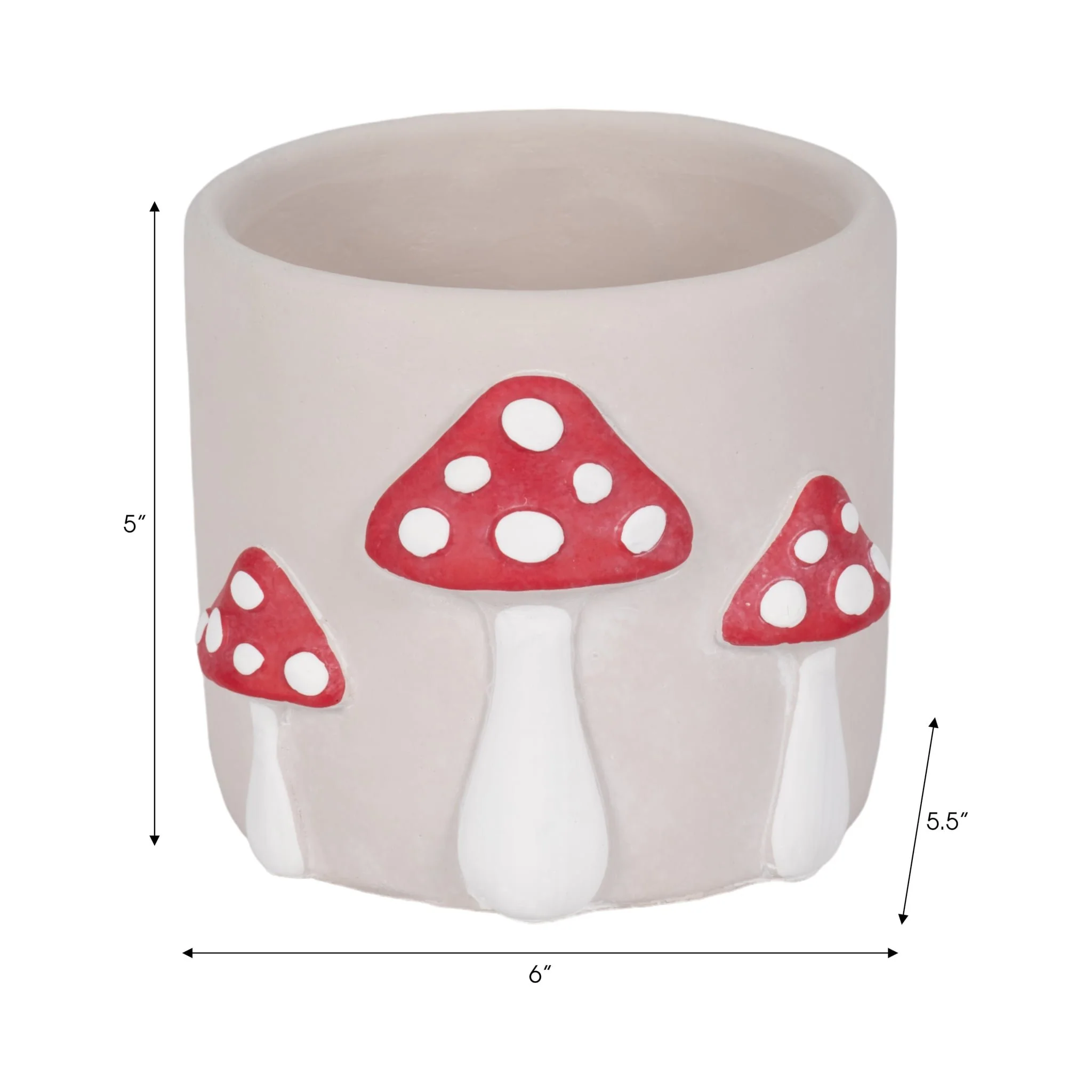 6" Magic Mushroom Applique Planter, Red/white - Image 8