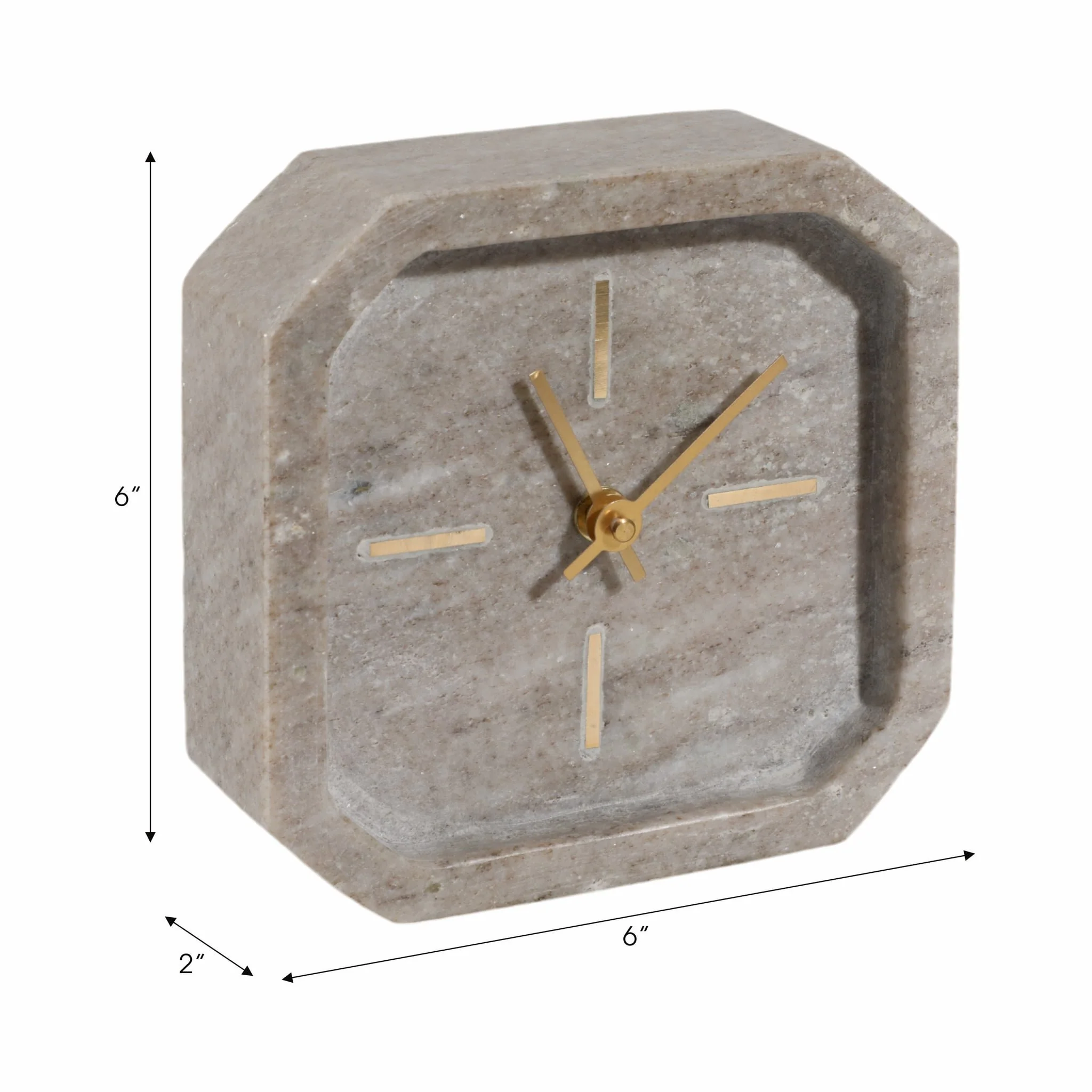6" Marble Octagon Clock, Bwn/gld - Image 8