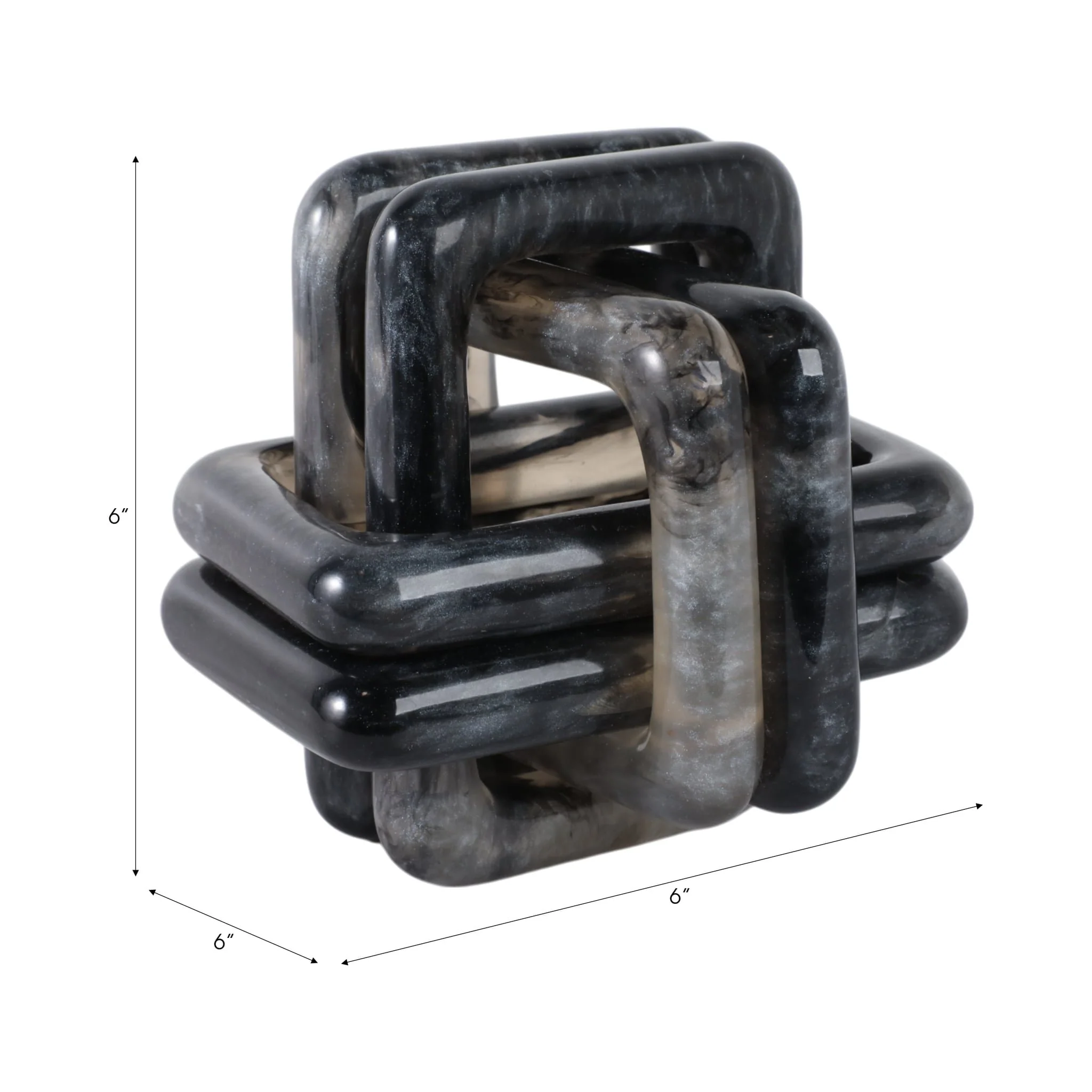 6" Marbled Resin Knot, Black - Image 2