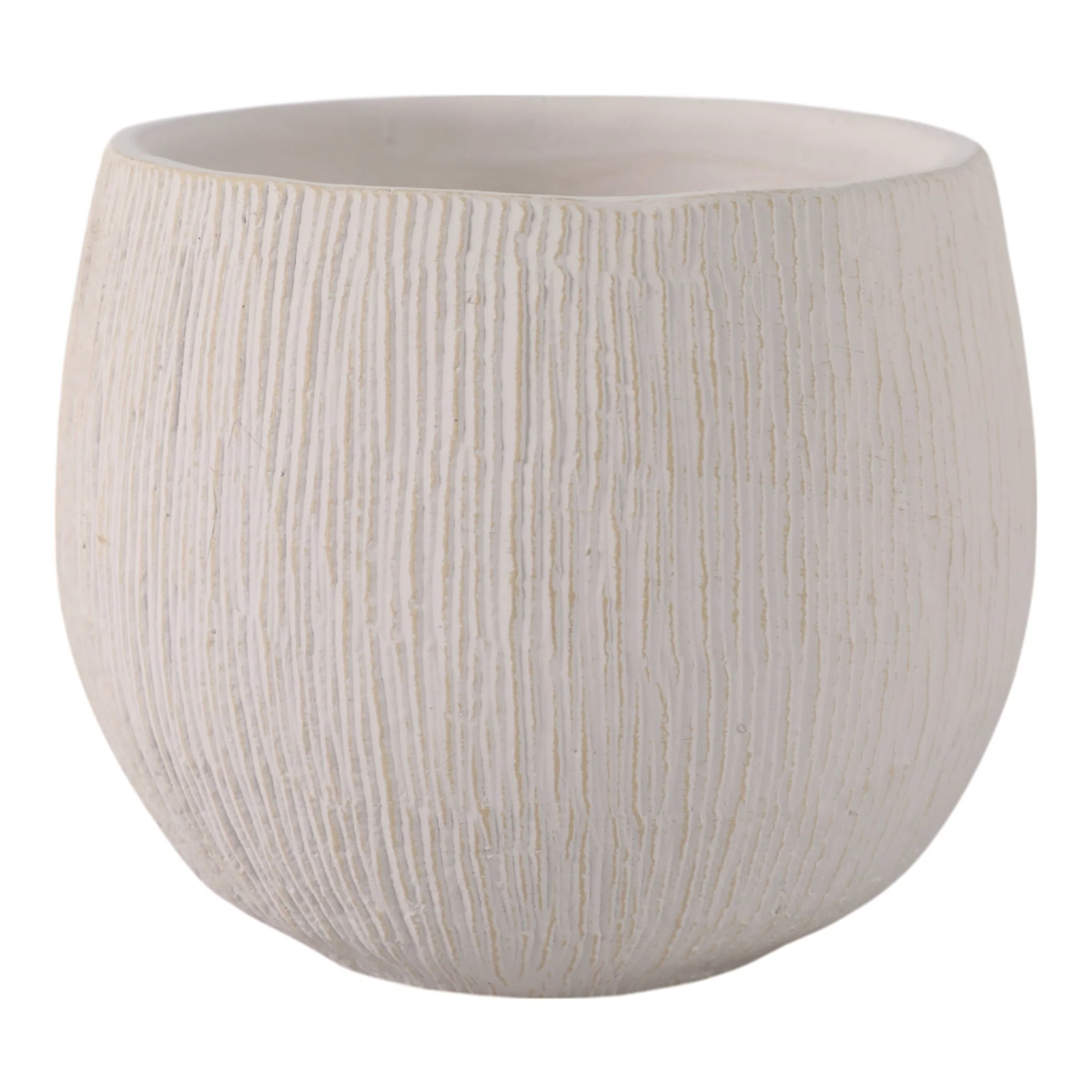 6" Pampas On Rounded Planter, Ivory - Image 4