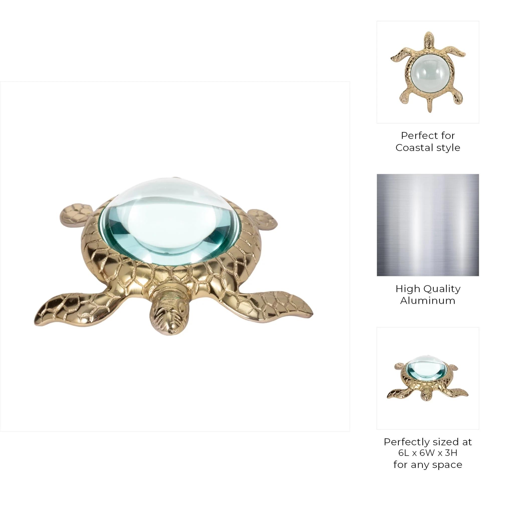 6" Sea Turtle Magnifying Glass, Gold - Image 8