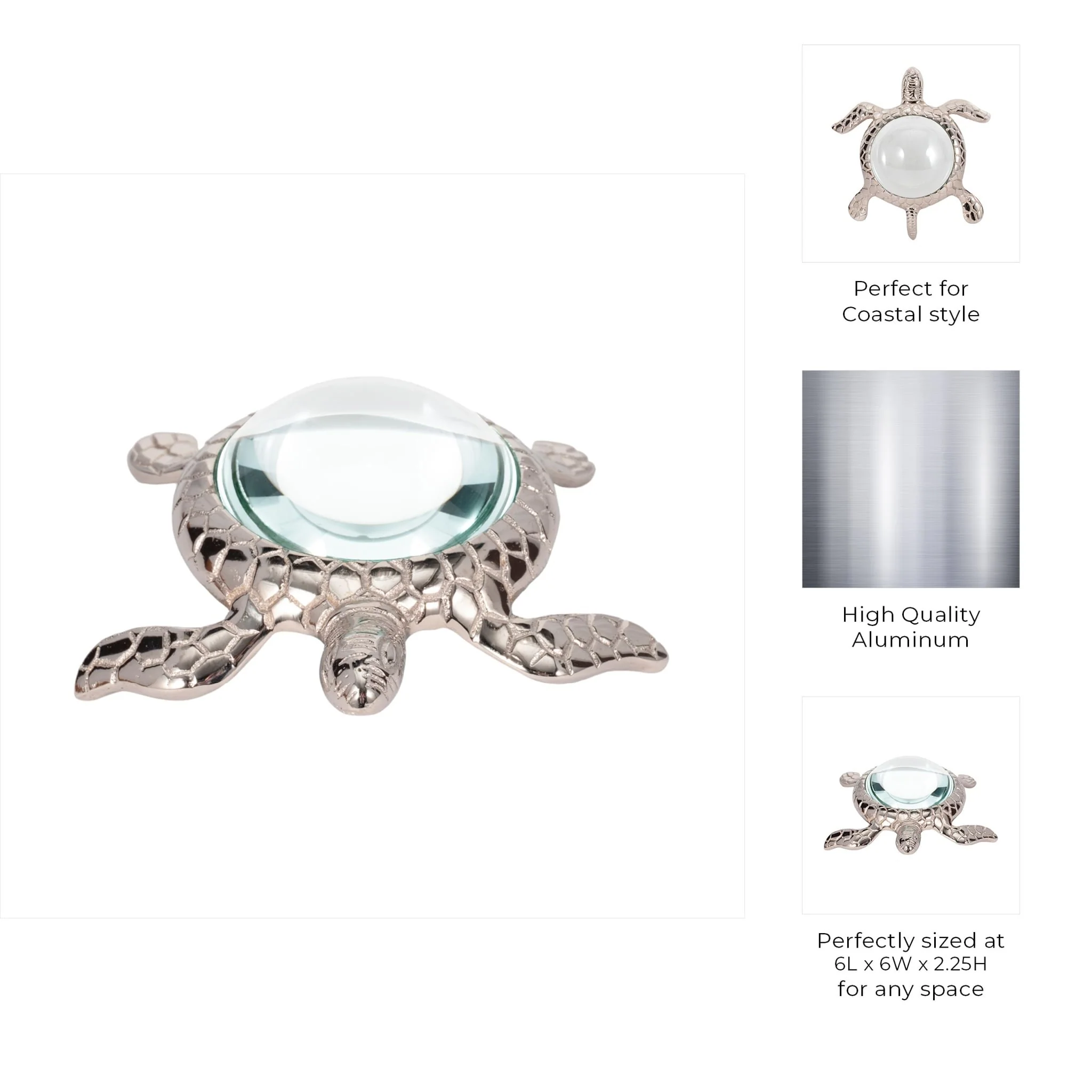 6" Sea Turtle Magnifying Glass, Silver - Image 8
