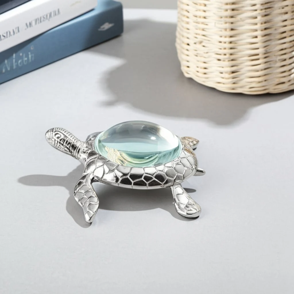 6" Sea Turtle Magnifying Glass, Silver - Image 9