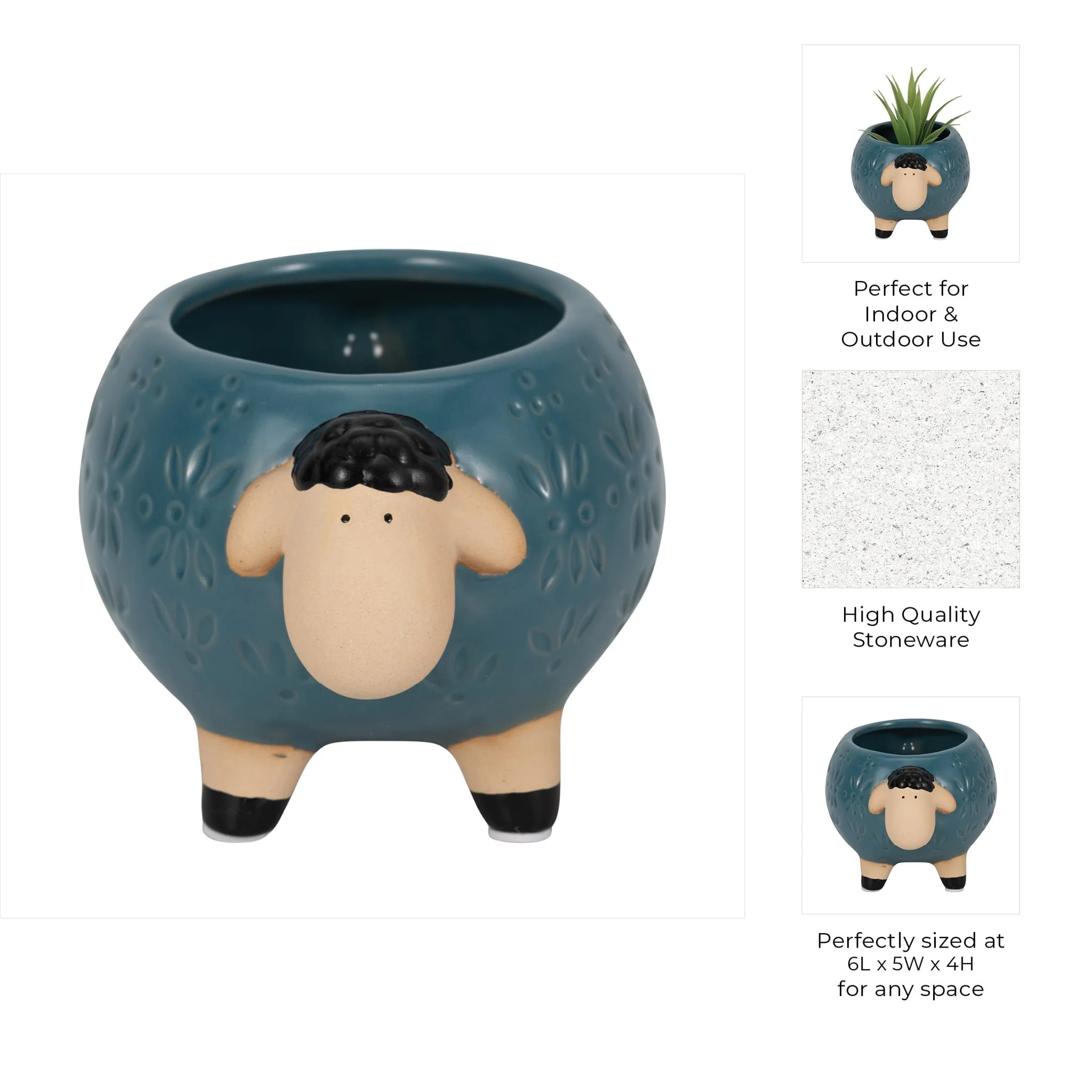 6" Sheep Planter, Blue - Image 10