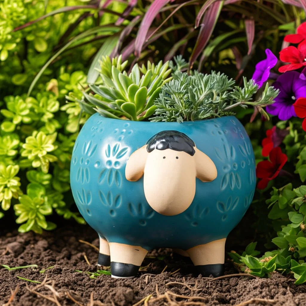 6" Sheep Planter, Blue - Image 14