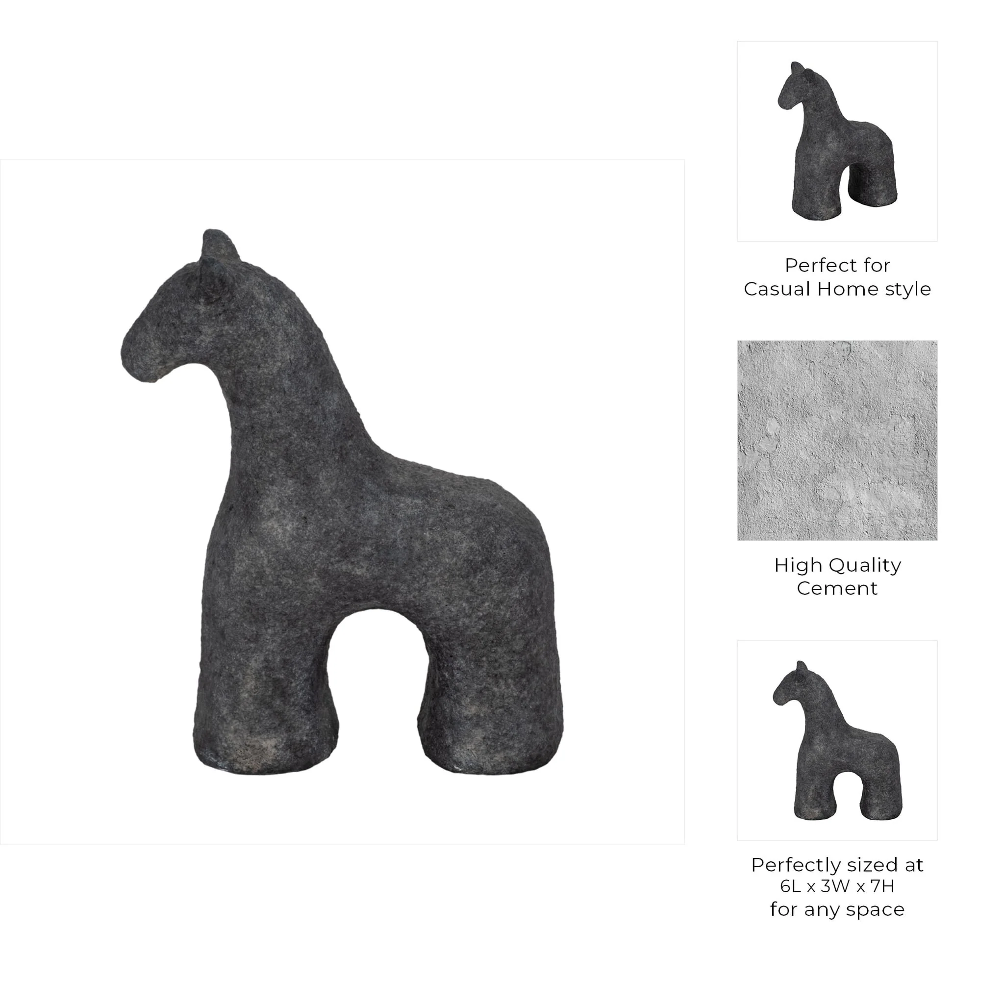 6" Textured Horse, Black - Image 10